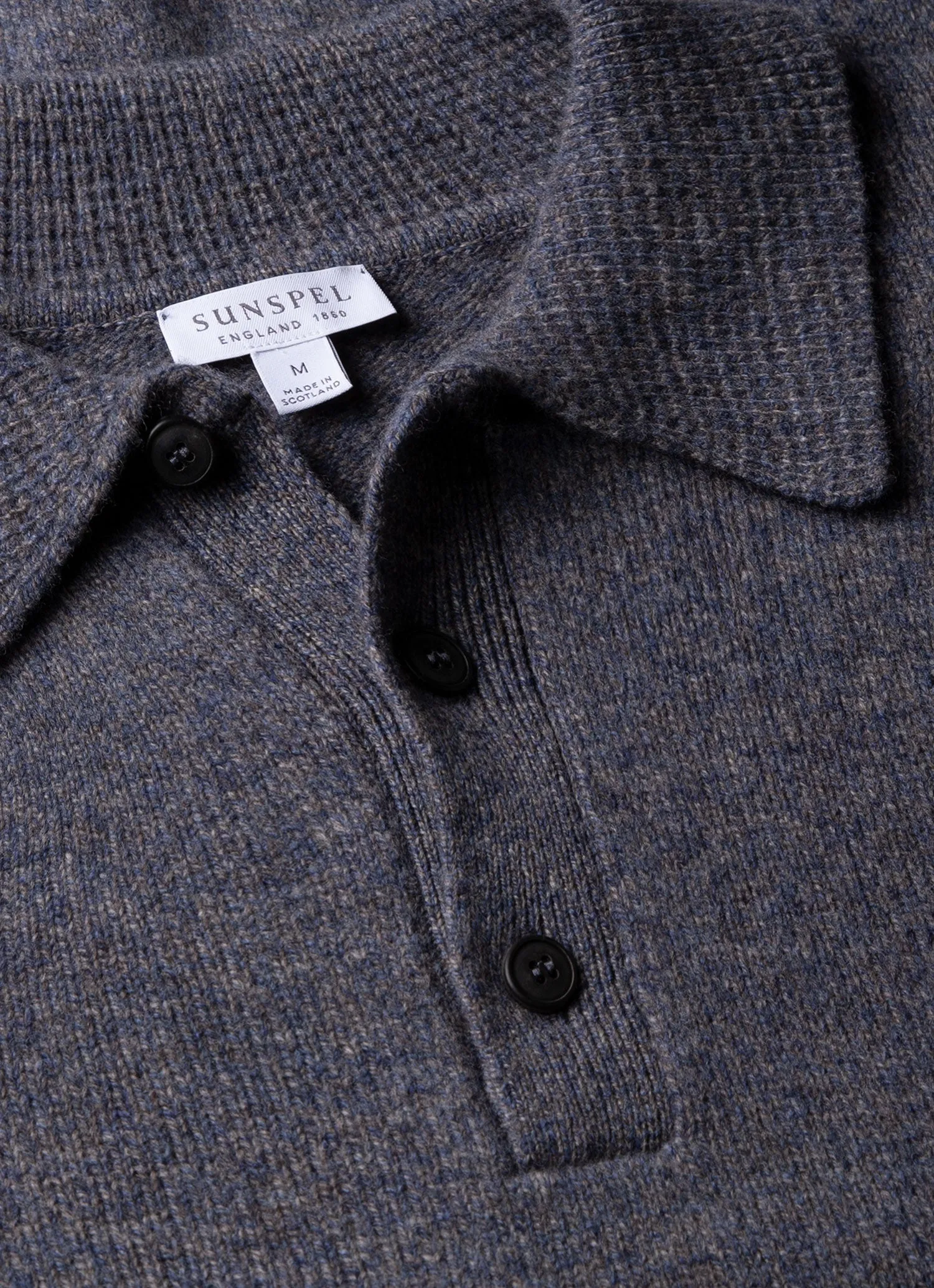 Men's Lambswool Polo Shirt in Slate Blue Twist sold by Sunspel product image thumbnail 4