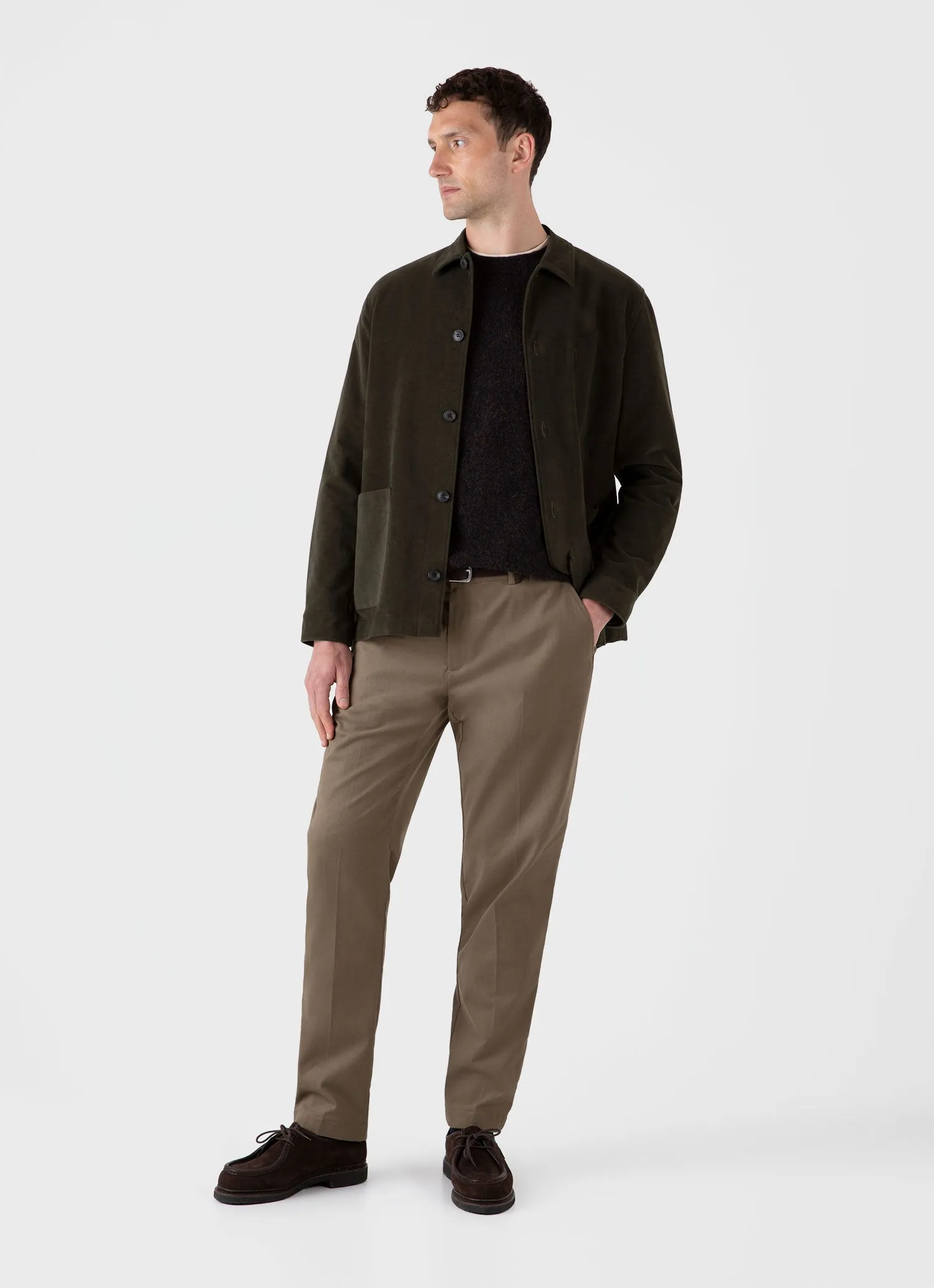 Men's Moleskin Twin Pocket Jacket in Peat sold by Sunspel product image thumbnail 3