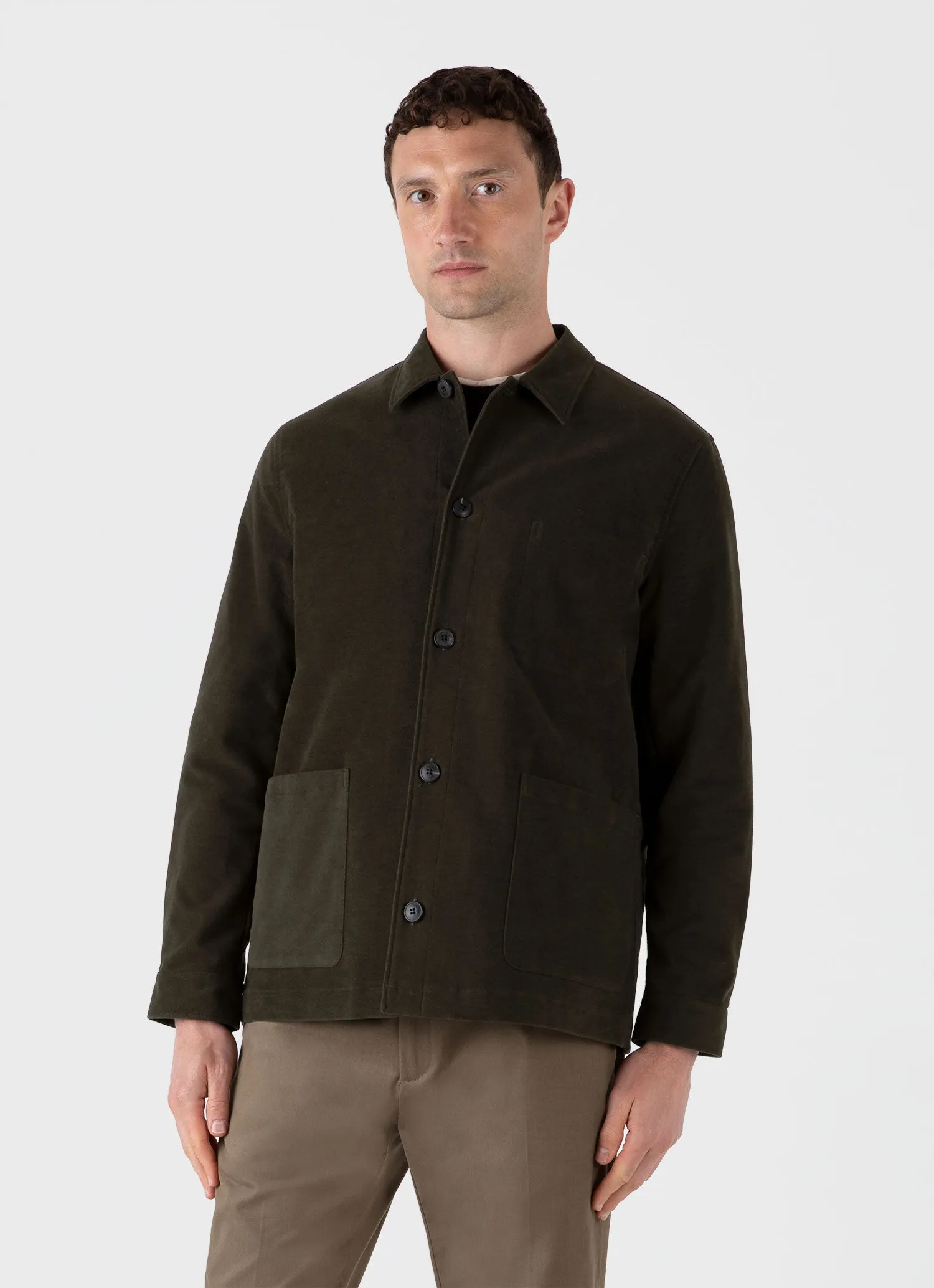 Men's Moleskin Twin Pocket Jacket in Peat sold by Sunspel product image thumbnail 2
