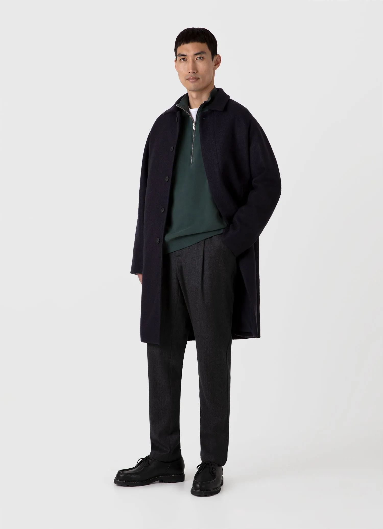 Men's Half Zip Loopback Sweatshirt in Holly Green sold by Sunspel product image thumbnail 3