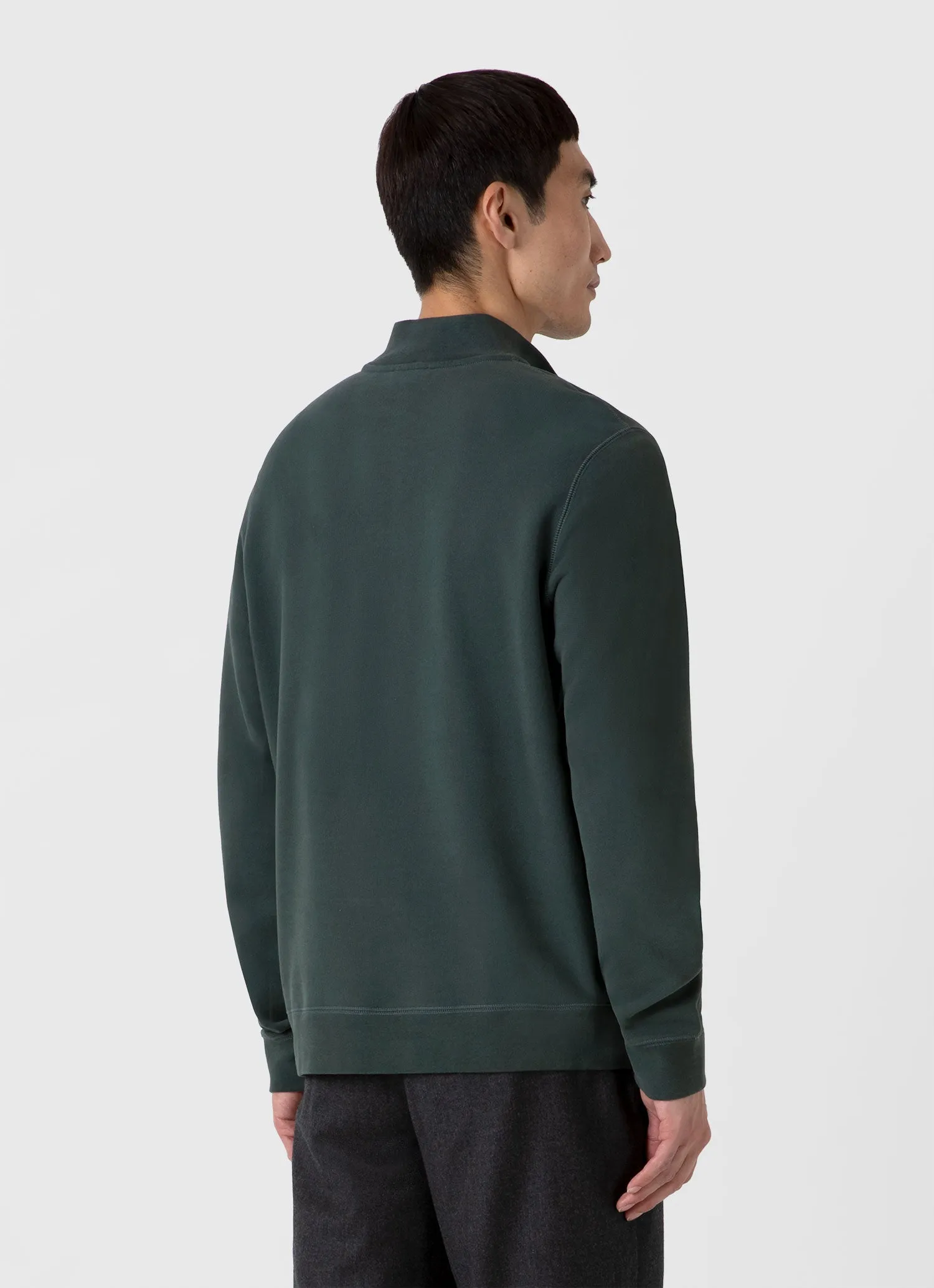 Men's Half Zip Loopback Sweatshirt in Holly Green sold by Sunspel product image thumbnail 5