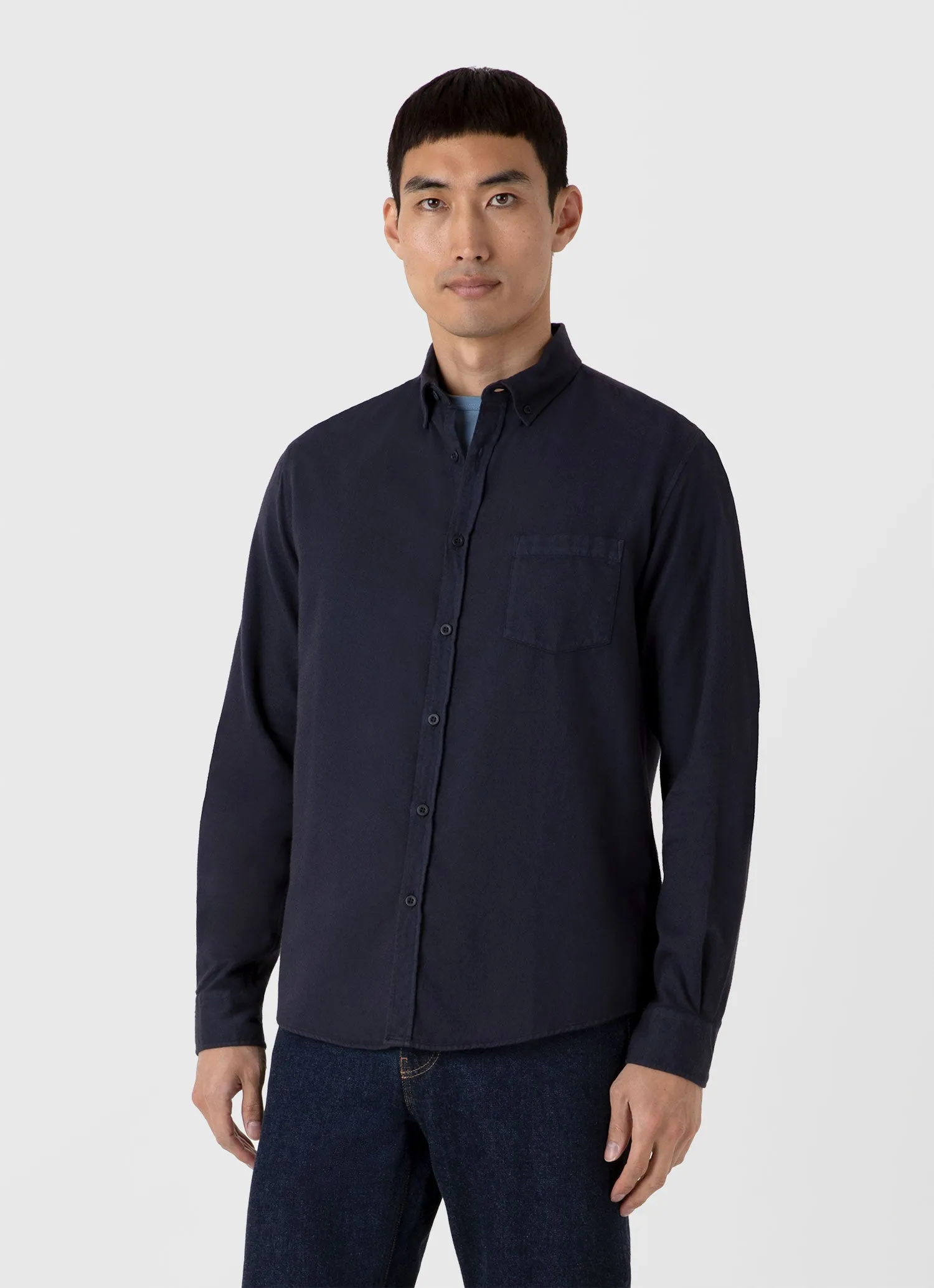 Men's Button Down Flannel Shirt in Navy sold by Sunspel product image thumbnail 2