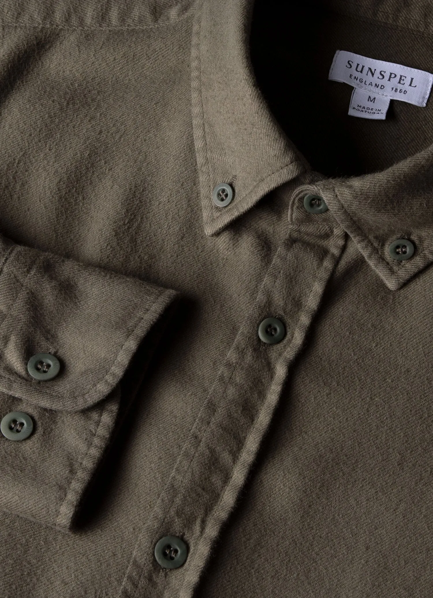 Men's Button Down Flannel Shirt in Khaki sold by Sunspel product image thumbnail 4