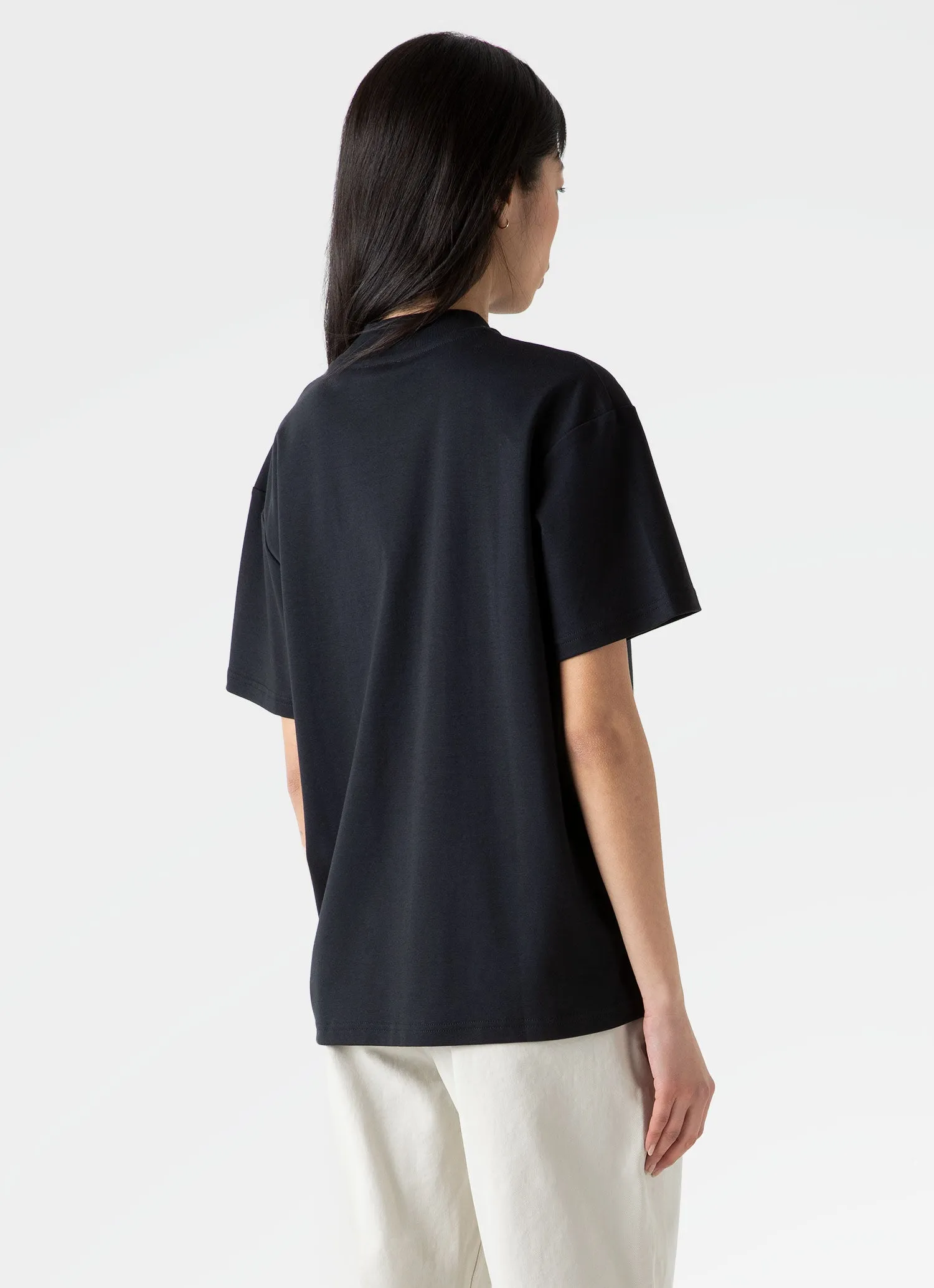 Women's Mock Neck T-shirt in Black sold by Sunspel product image thumbnail 4