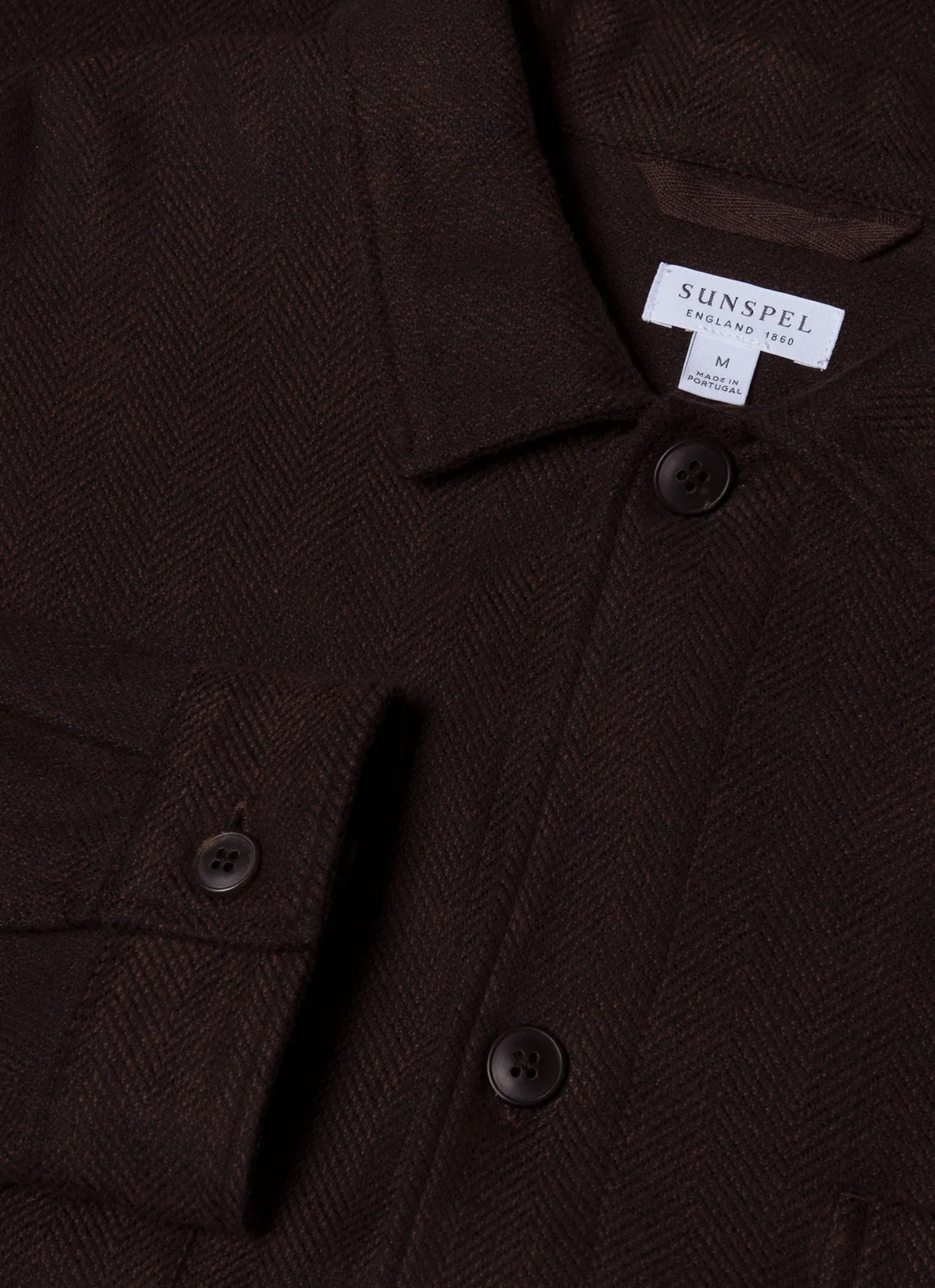 Men's Herringbone Overshirt in Cocoa Brown sold by Sunspel product image thumbnail 4
