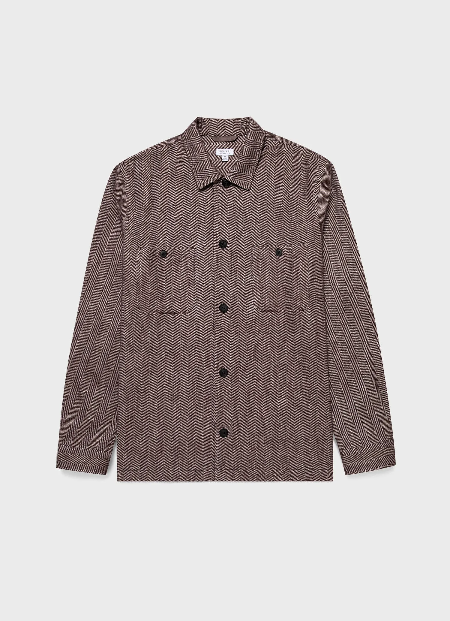Men's Herringbone Overshirt in Light Brown sold by Sunspel