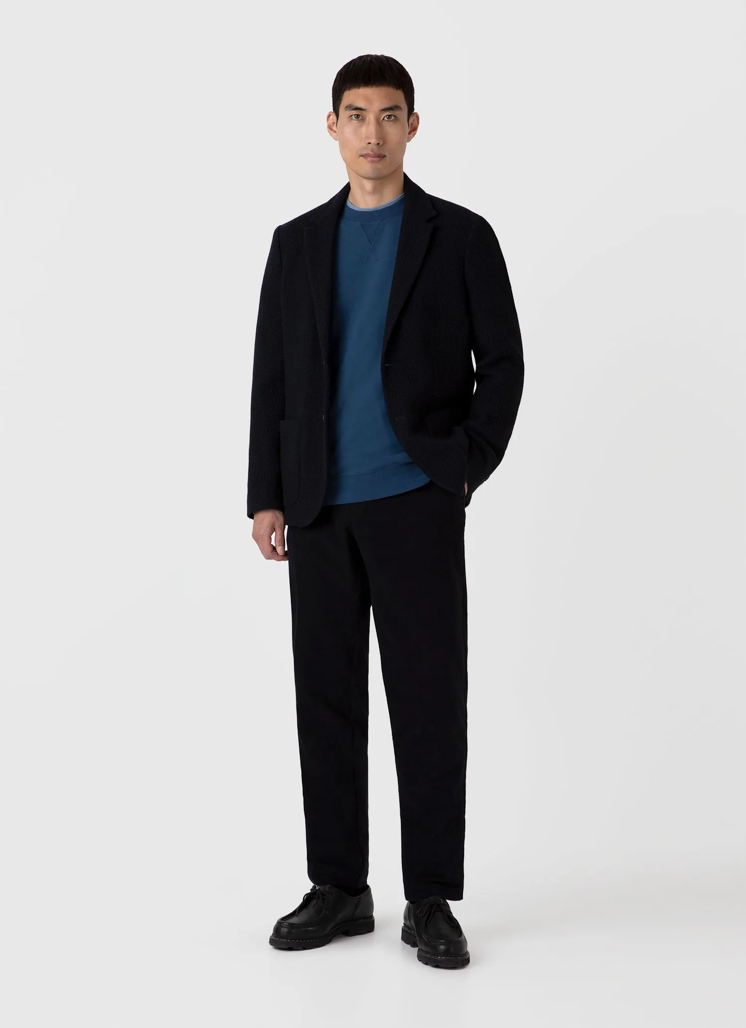 Men's Loopback Sweatshirt in Naval Blue sold by Sunspel product image thumbnail 3