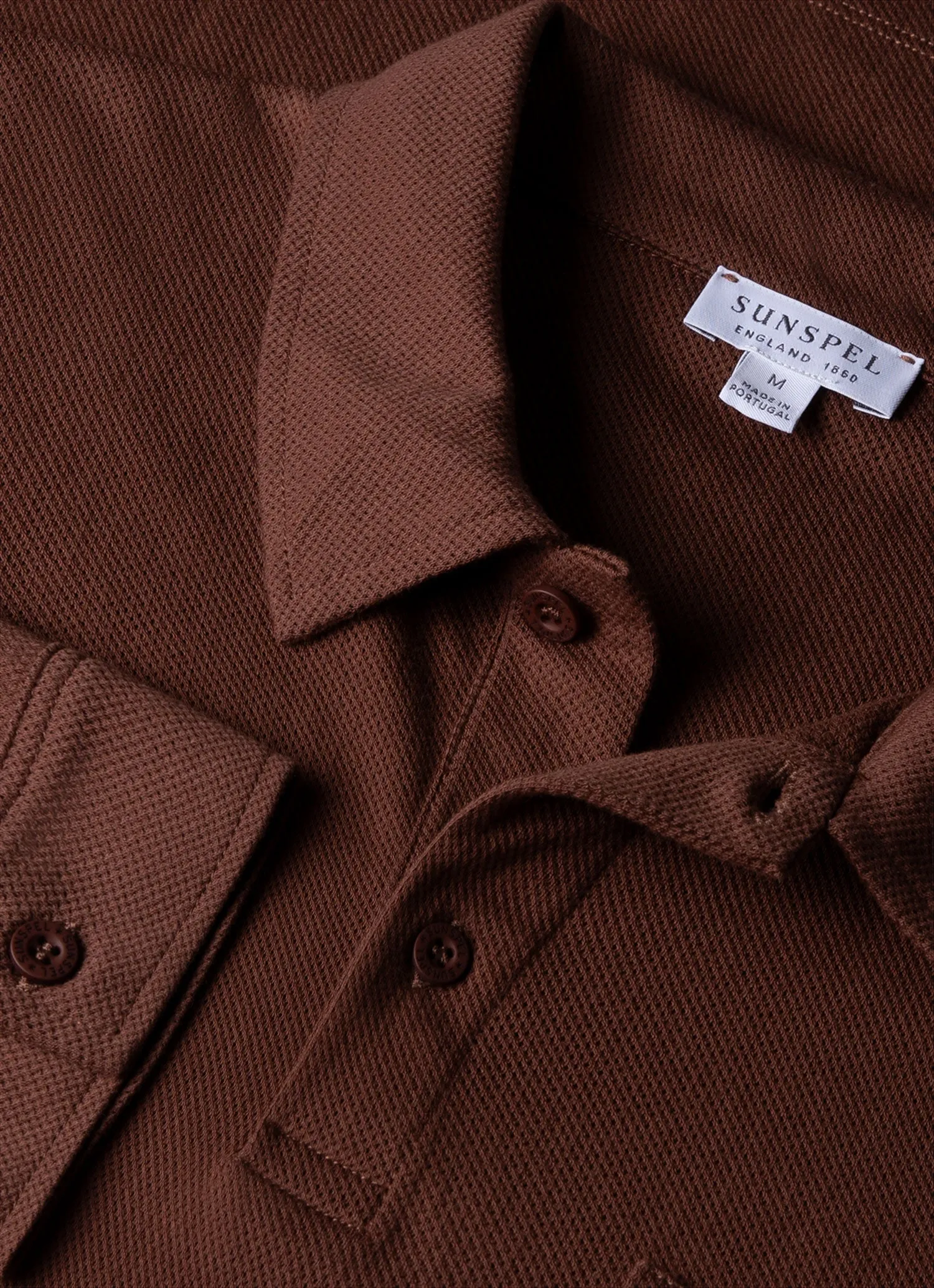 Men's Long Sleeve Riviera Polo Shirt in Cocoa Brown sold by Sunspel product image thumbnail 4