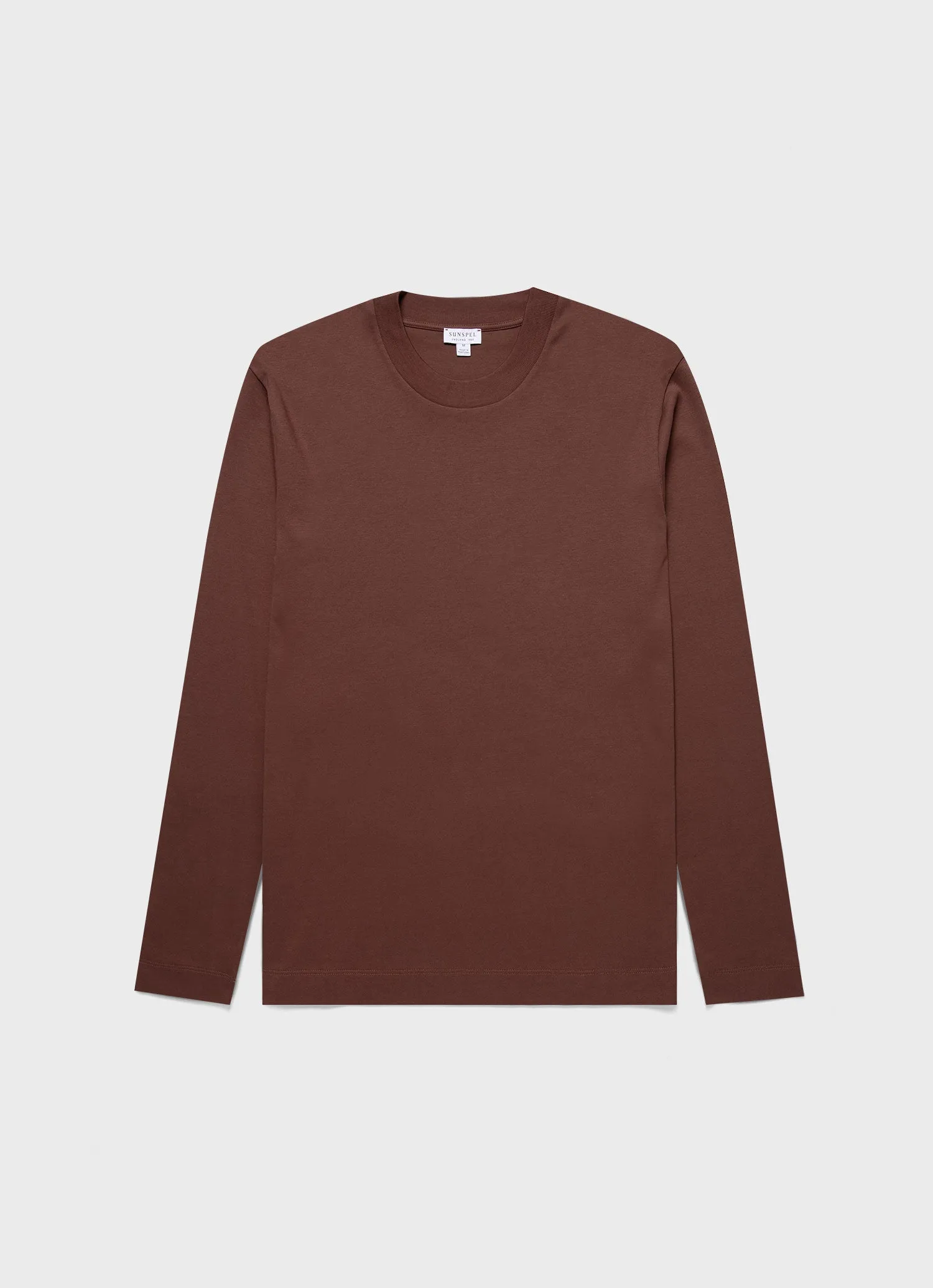 Men's Long Sleeve Heavyweight T-shirt in Cocoa Brown sold by Sunspel