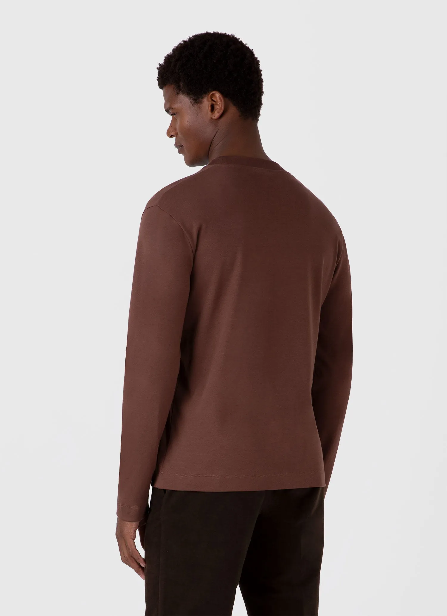 Men's Long Sleeve Heavyweight T-shirt in Cocoa Brown sold by Sunspel product image thumbnail 5