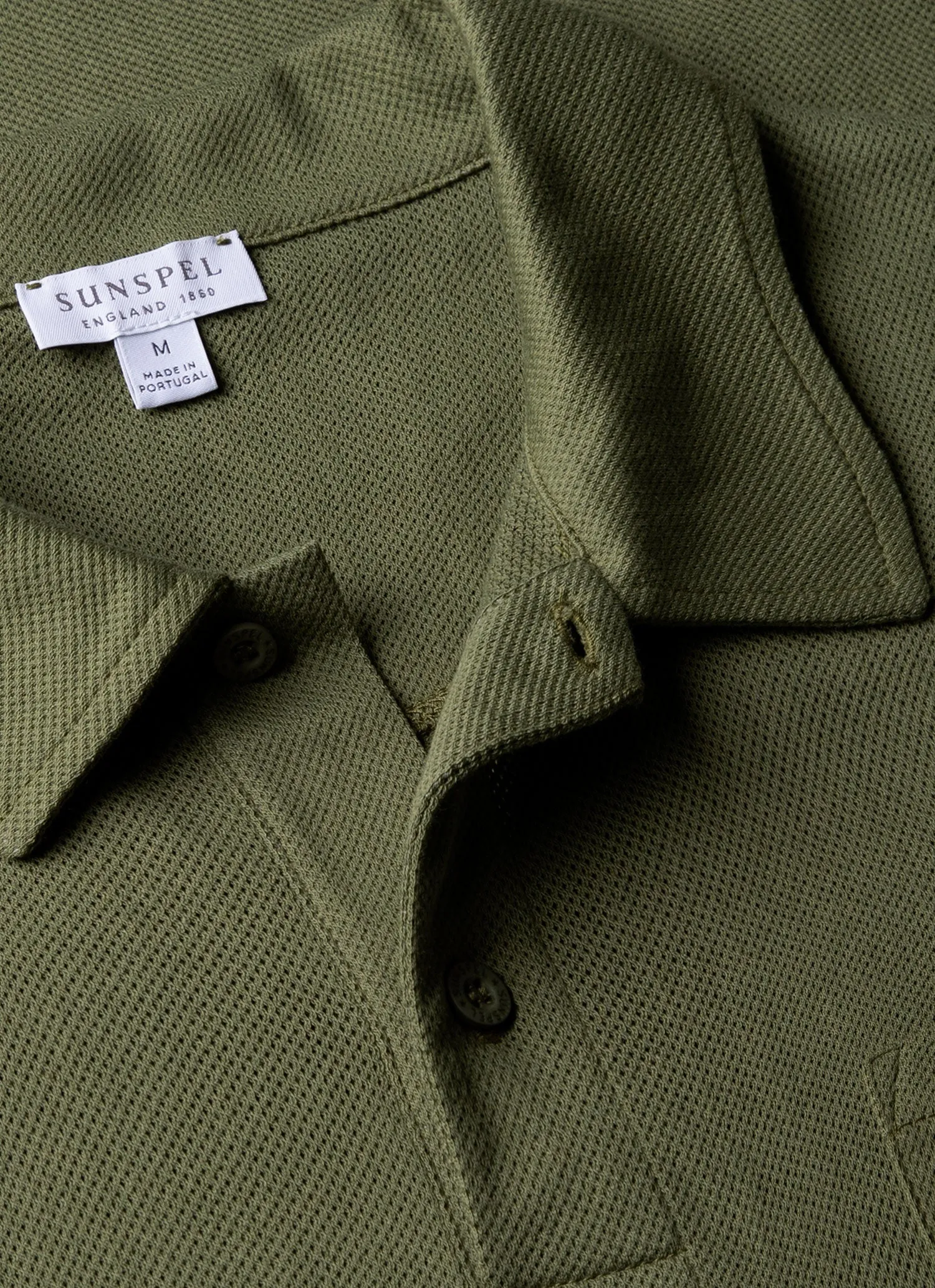 Men's Riviera Polo Shirt in Moss Green sold by Sunspel product image thumbnail 4