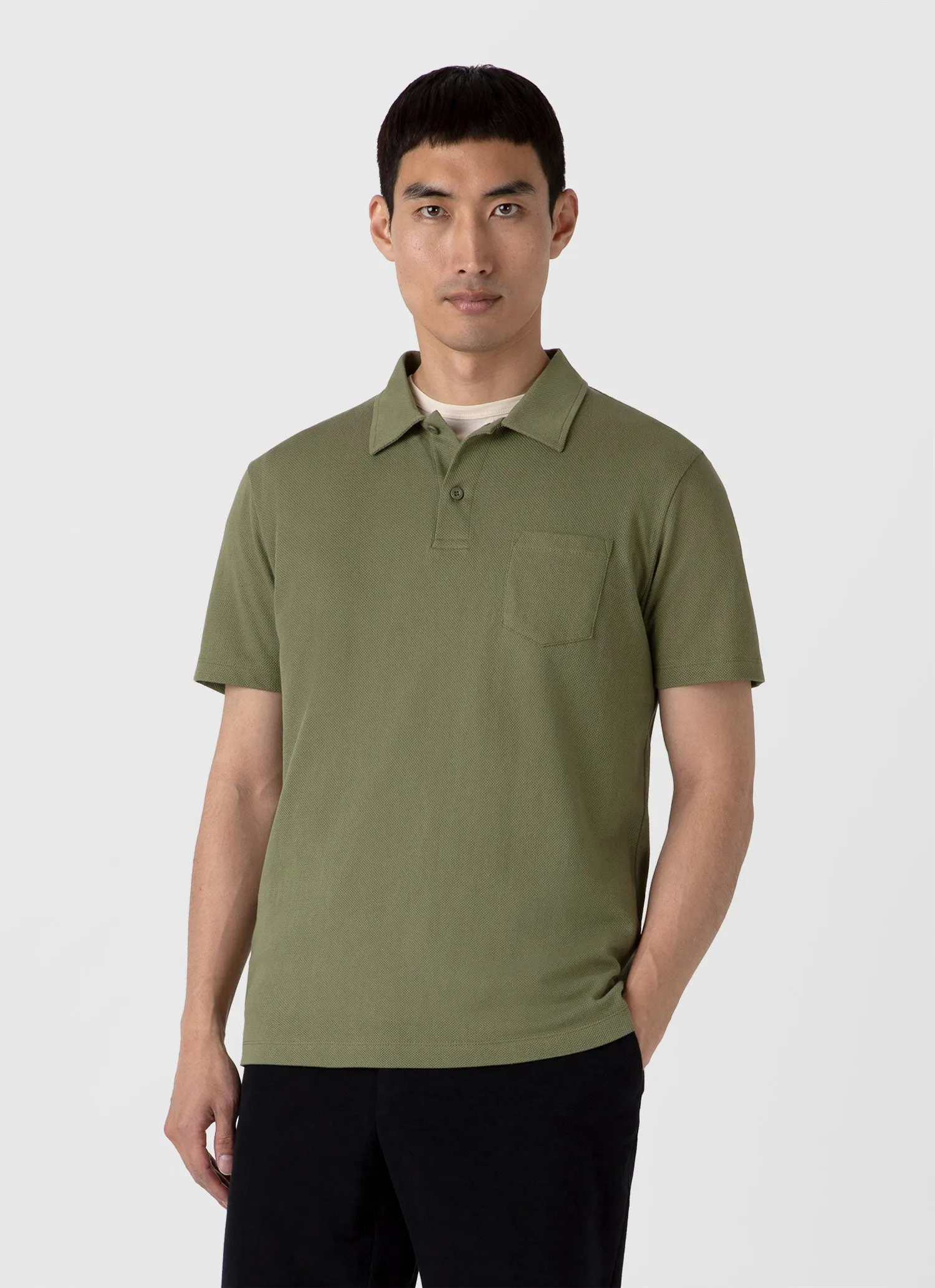 Men's Riviera Polo Shirt in Moss Green sold by Sunspel product image thumbnail 2