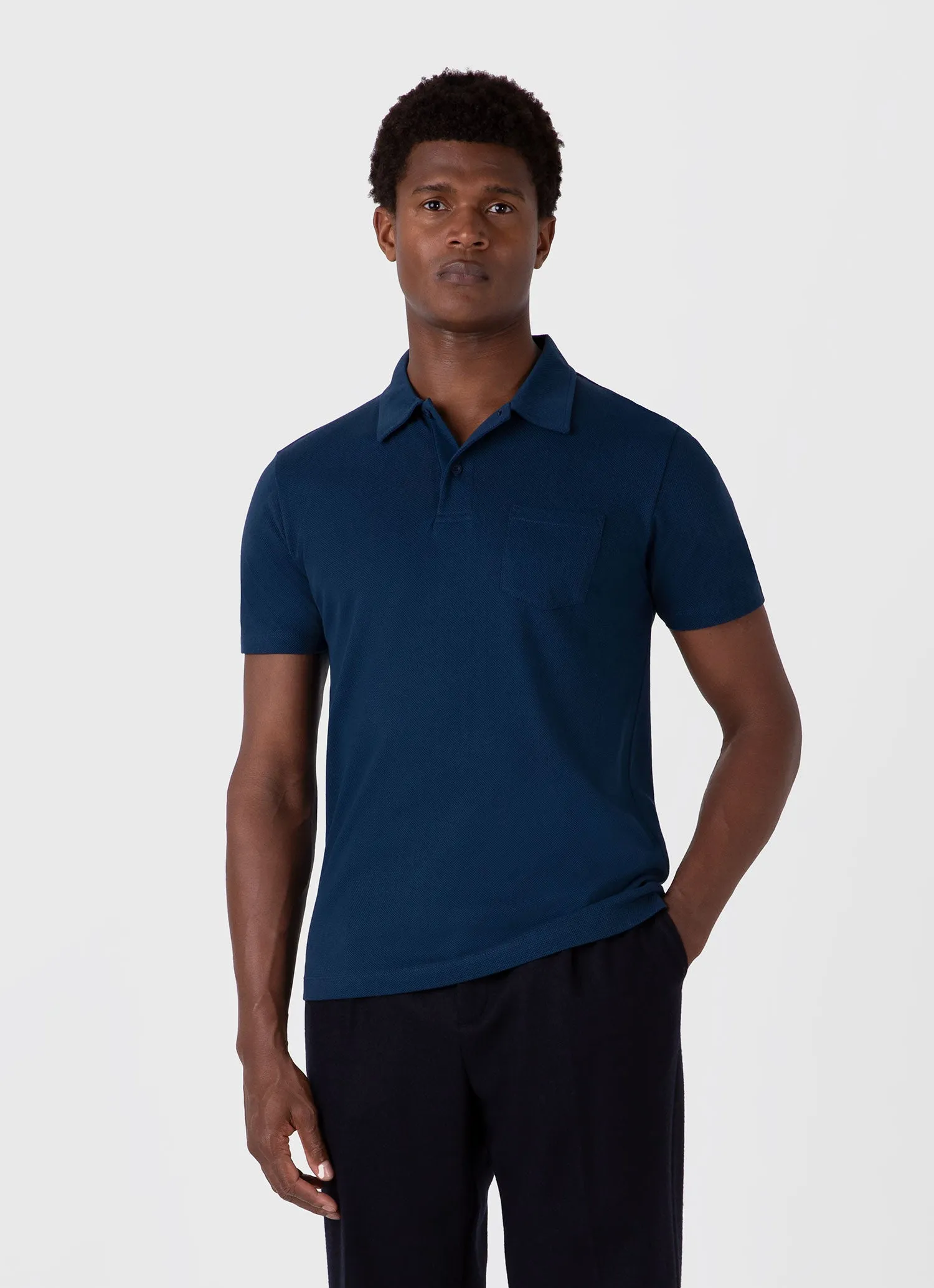 Men's Riviera Polo Shirt in Naval Blue sold by Sunspel product image thumbnail 2