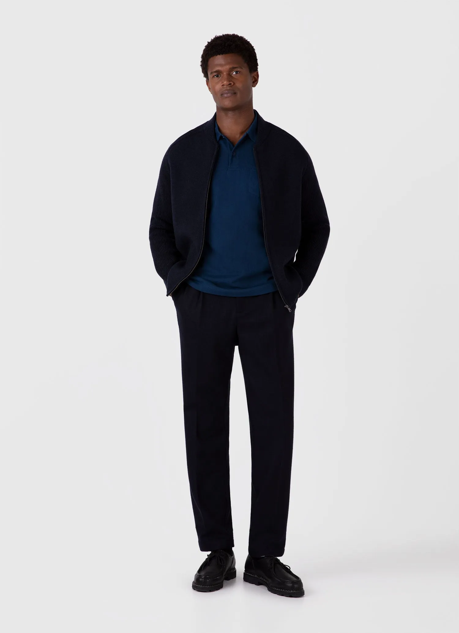 Men's Riviera Polo Shirt in Naval Blue sold by Sunspel product image thumbnail 3