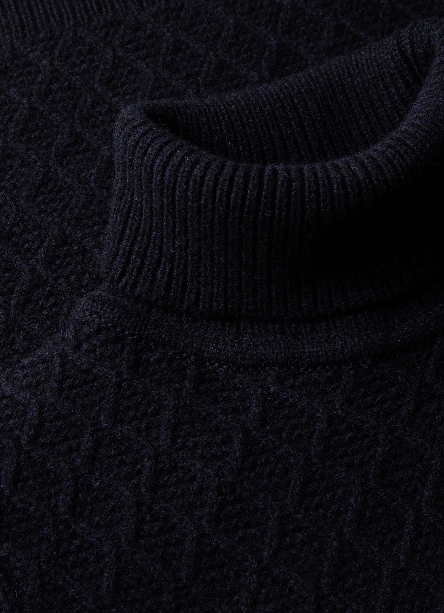 Men's WM Brown Aran Roll Neck in Dark Navy Mouline sold by Sunspel product image thumbnail 4
