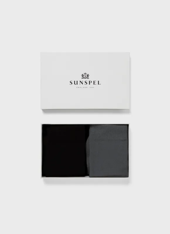 Sock Gift Set in Black/Drill Green sold by Sunspel