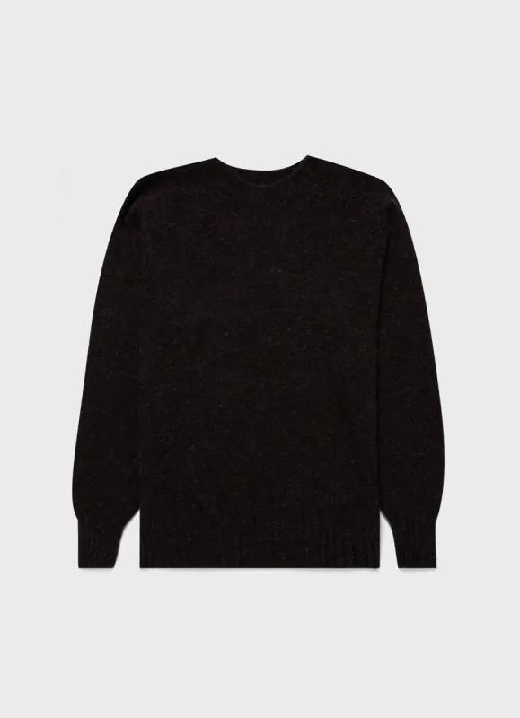 Men's Shetland Crew Neck Jumper in Midnight Melange sold by Sunspel