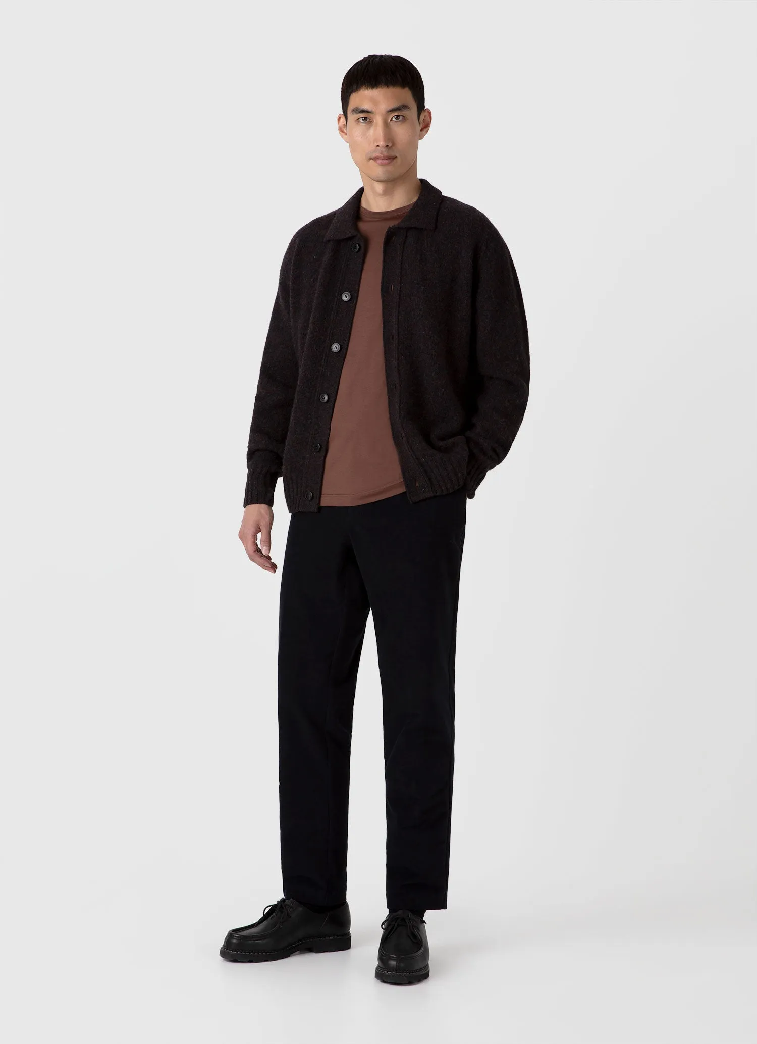 Men's Shetland Cardigan in Midnight Melange sold by Sunspel product image thumbnail 3