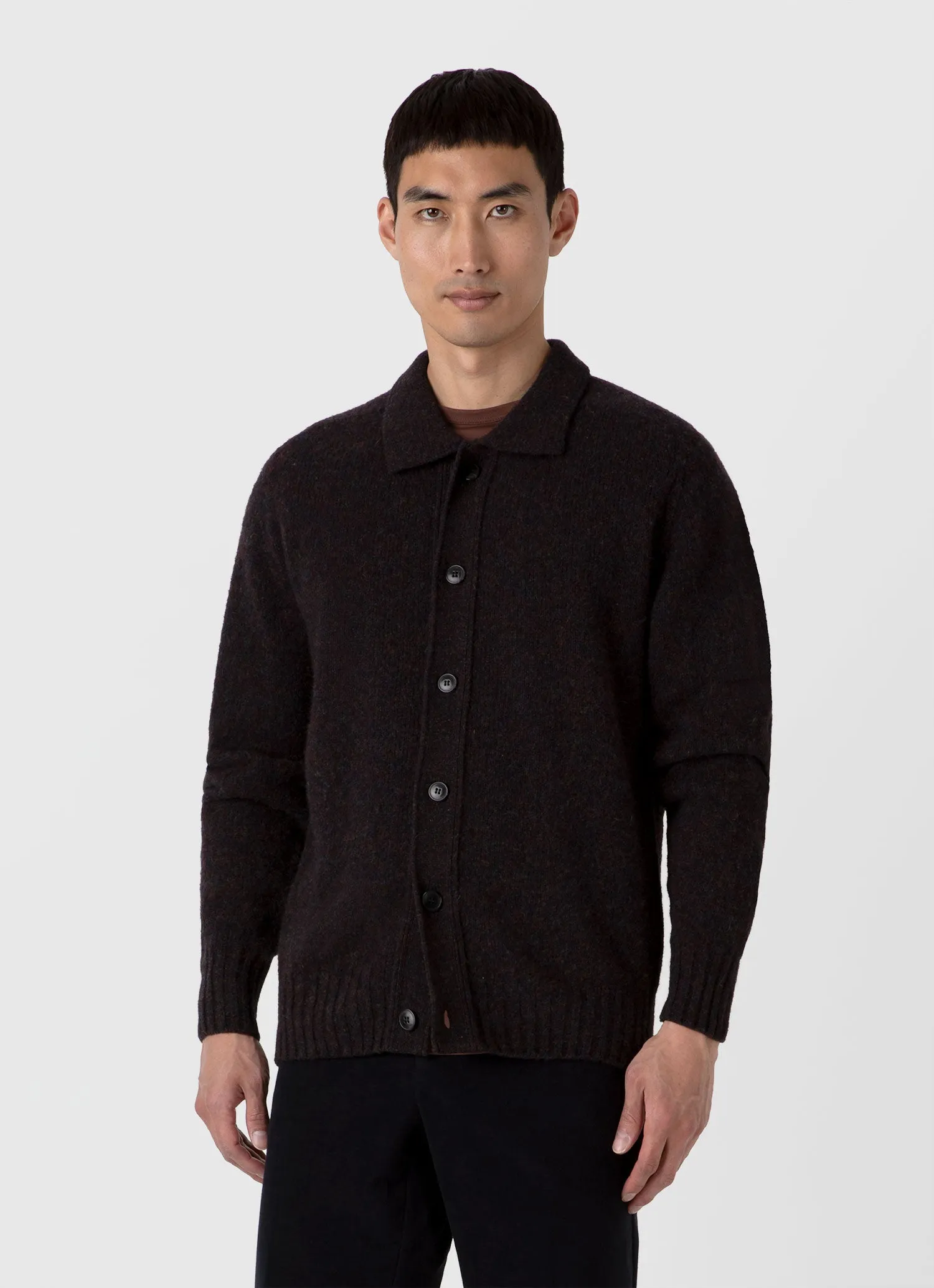 Men's Shetland Cardigan in Midnight Melange sold by Sunspel product image thumbnail 2