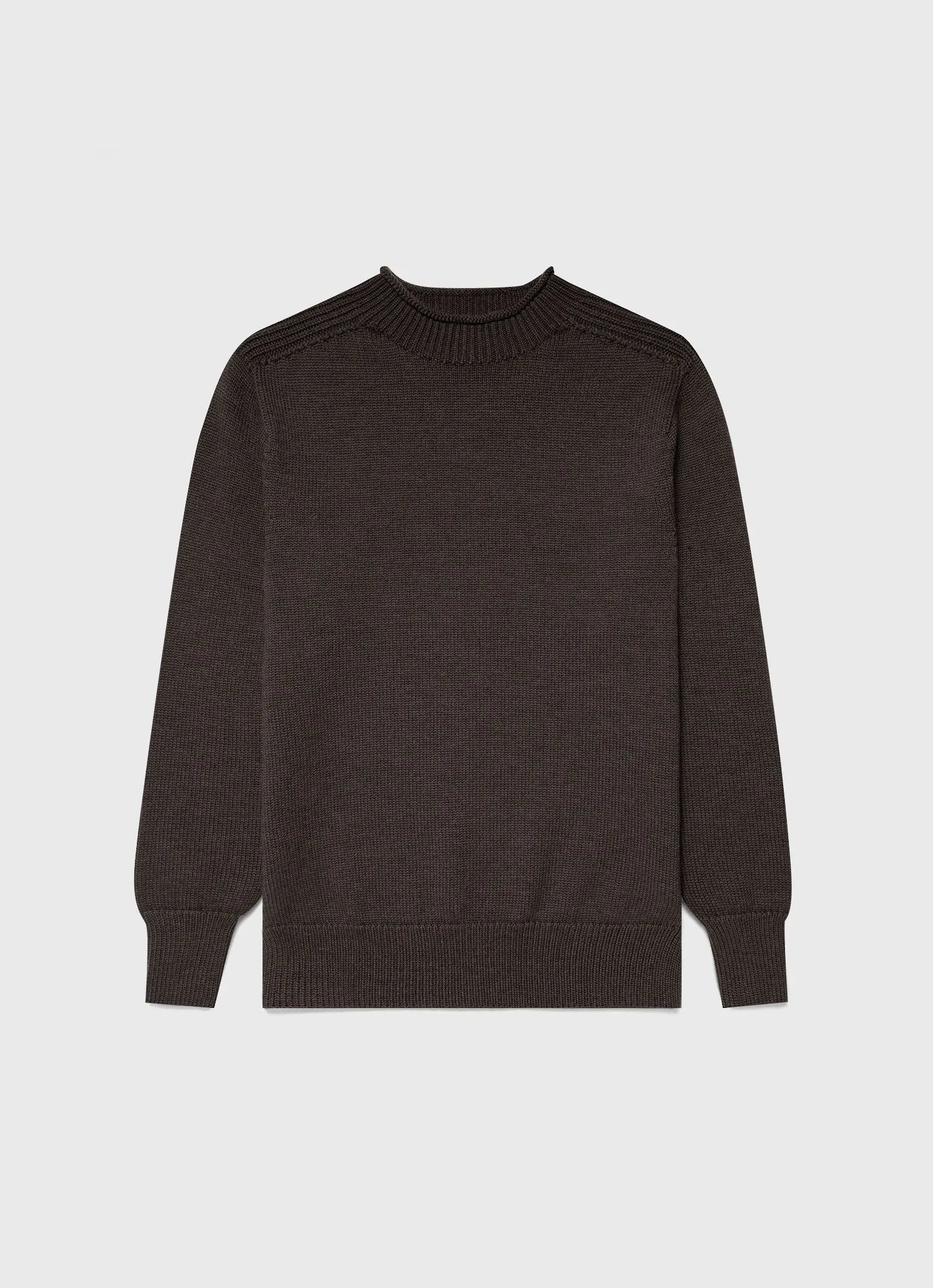 Men's English Merino Fisherman Jumper in Coffee sold by Sunspel