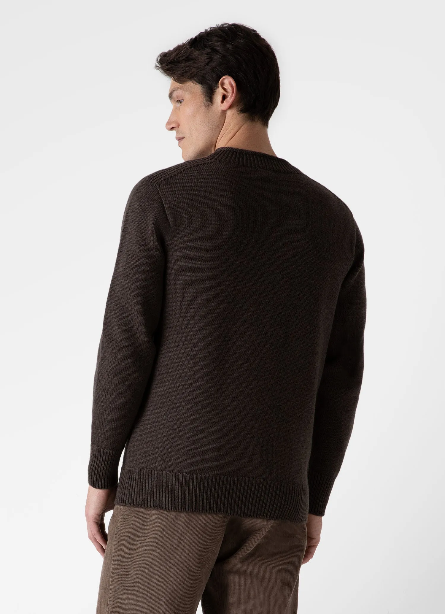 Men's English Merino Fisherman Jumper in Coffee sold by Sunspel product image thumbnail 4