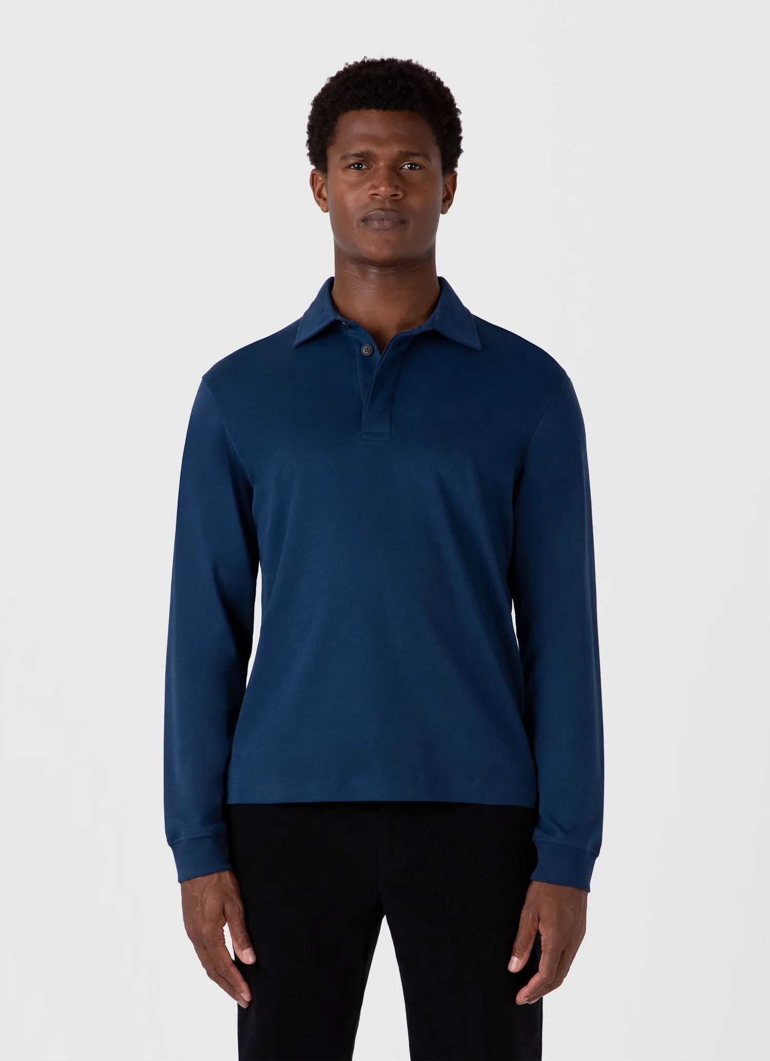 Men's Heavyweight Rugby Polo Shirt in Naval Blue sold by Sunspel product image thumbnail 2