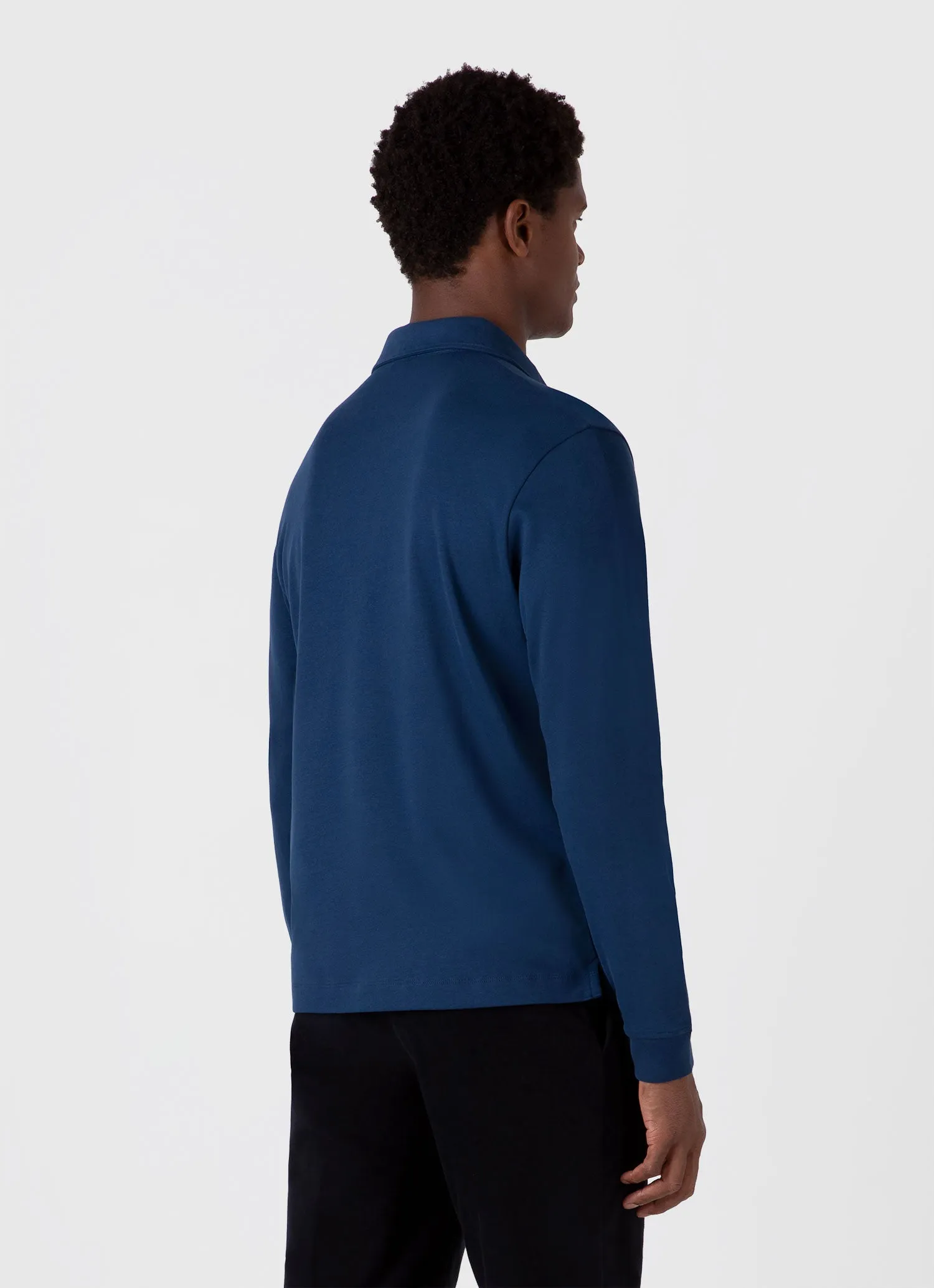 Men's Heavyweight Rugby Polo Shirt in Naval Blue sold by Sunspel product image thumbnail 5