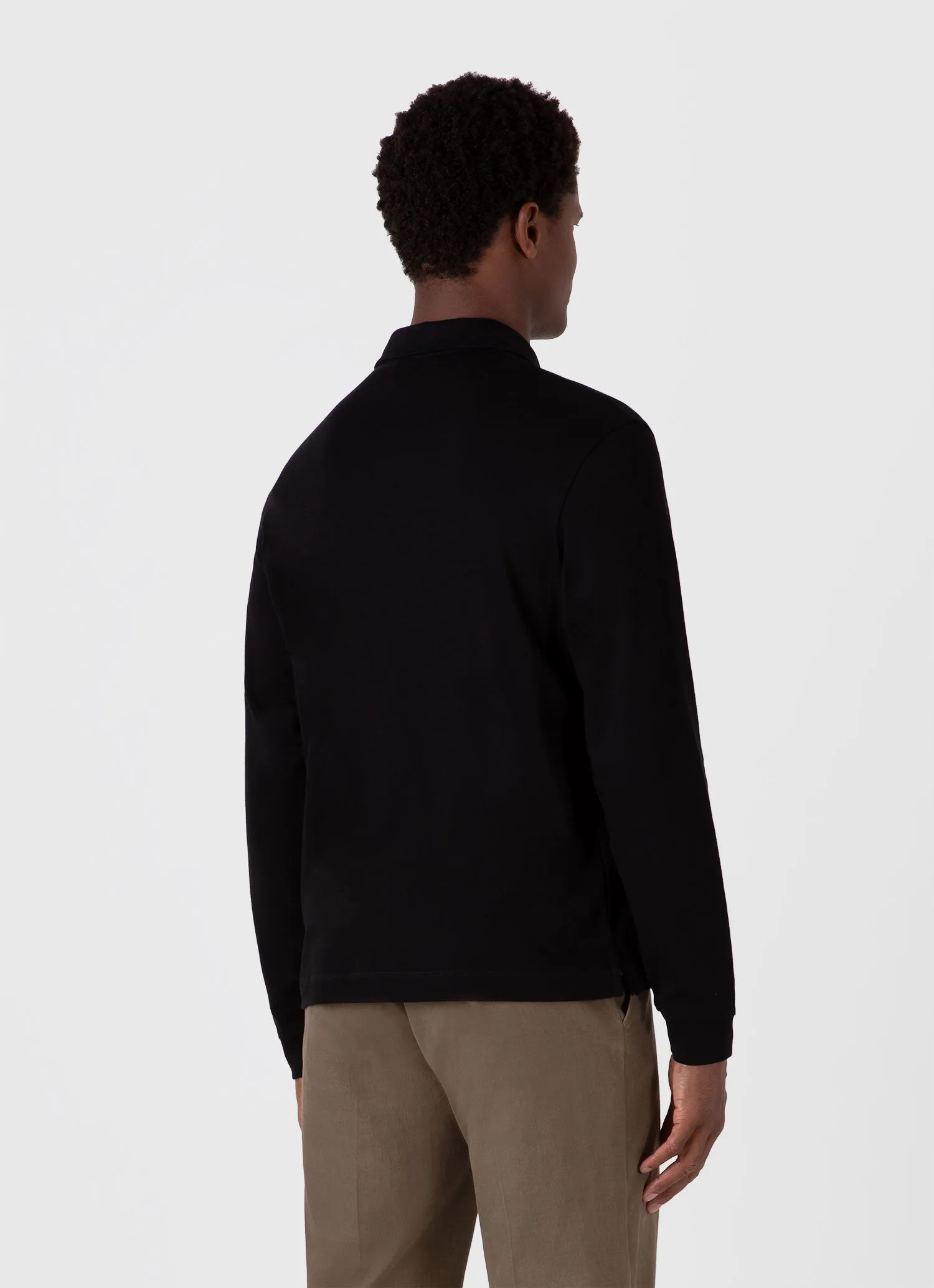 Men's Heavyweight Rugby Polo Shirt in Black sold by Sunspel product image thumbnail 5