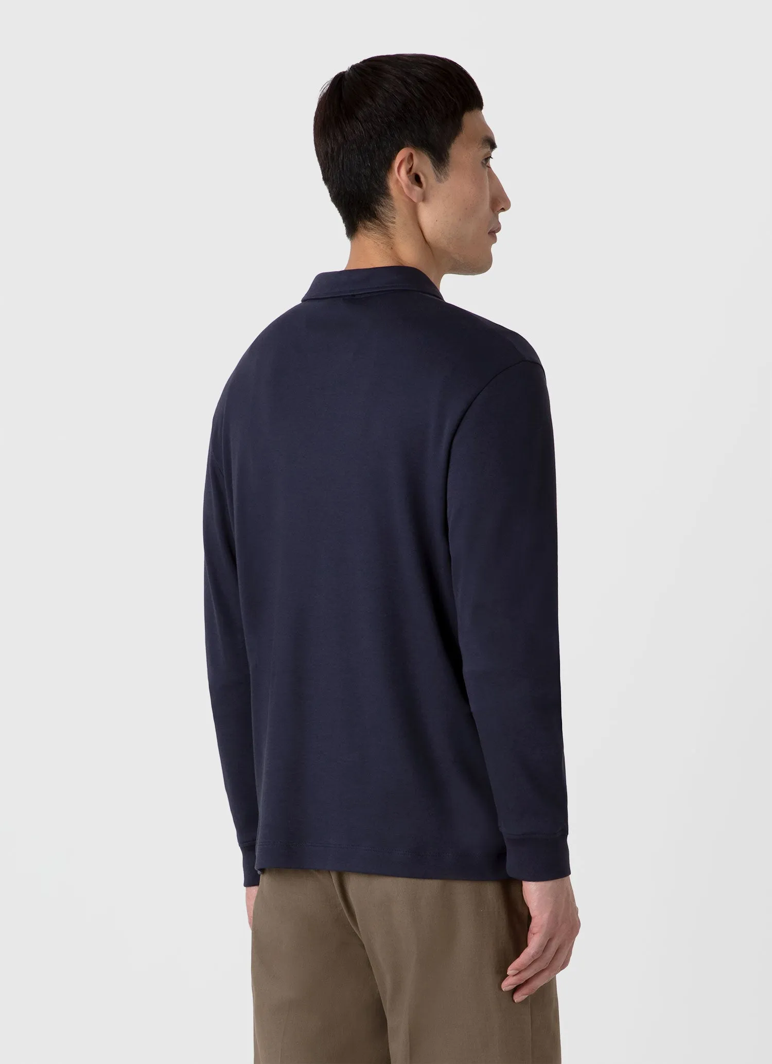 Men's Heavyweight Rugby Polo Shirt in Navy sold by Sunspel product image thumbnail 5