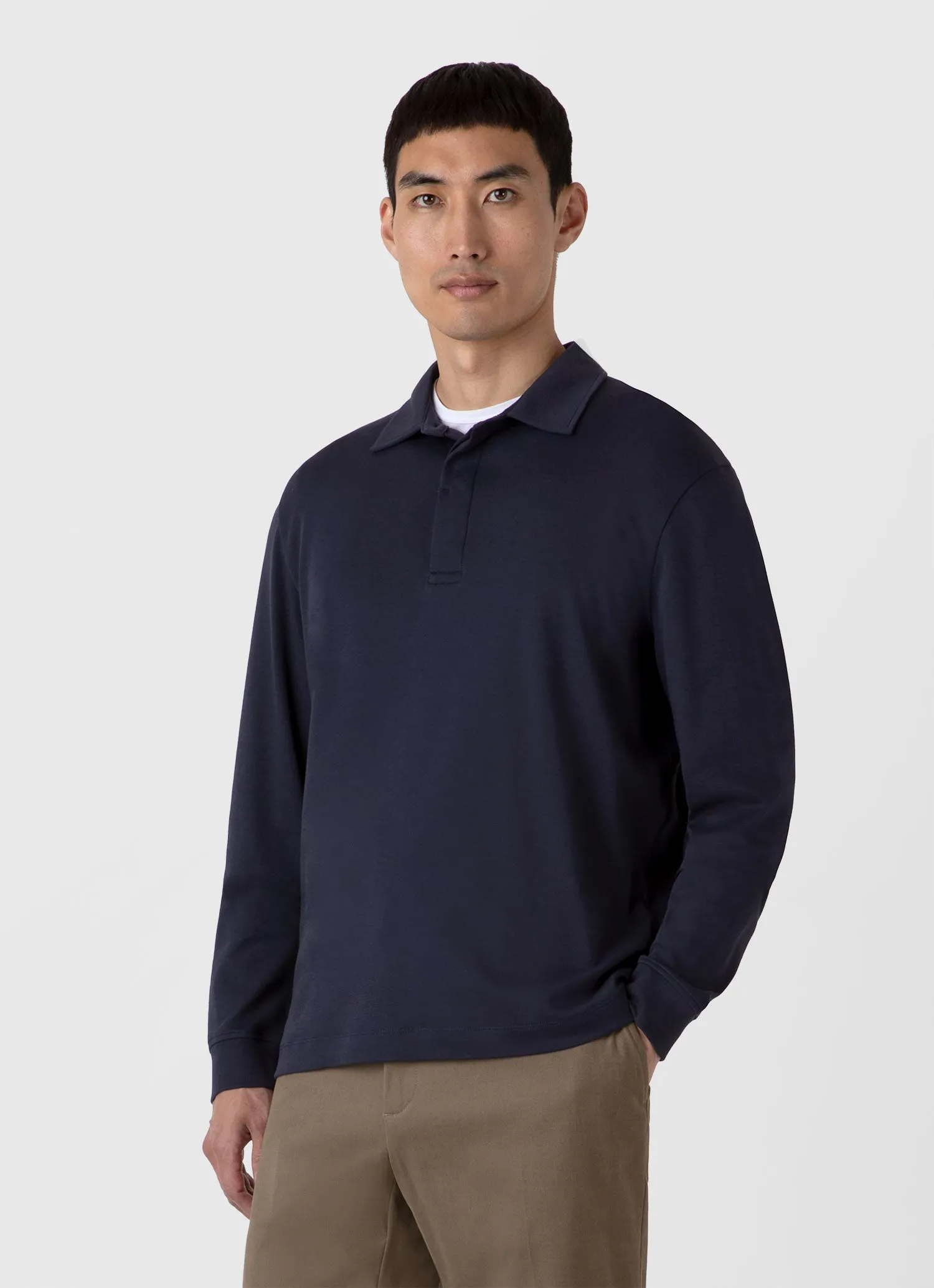 Men's Heavyweight Rugby Polo Shirt in Navy sold by Sunspel product image thumbnail 2