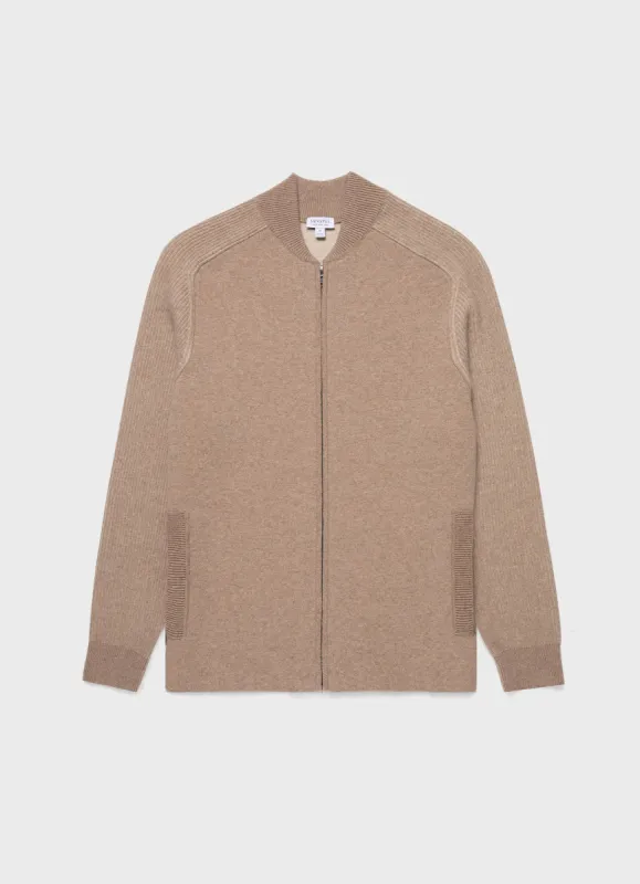 Men's Double Faced Bomber Jacket in Light Sandstone sold by Sunspel