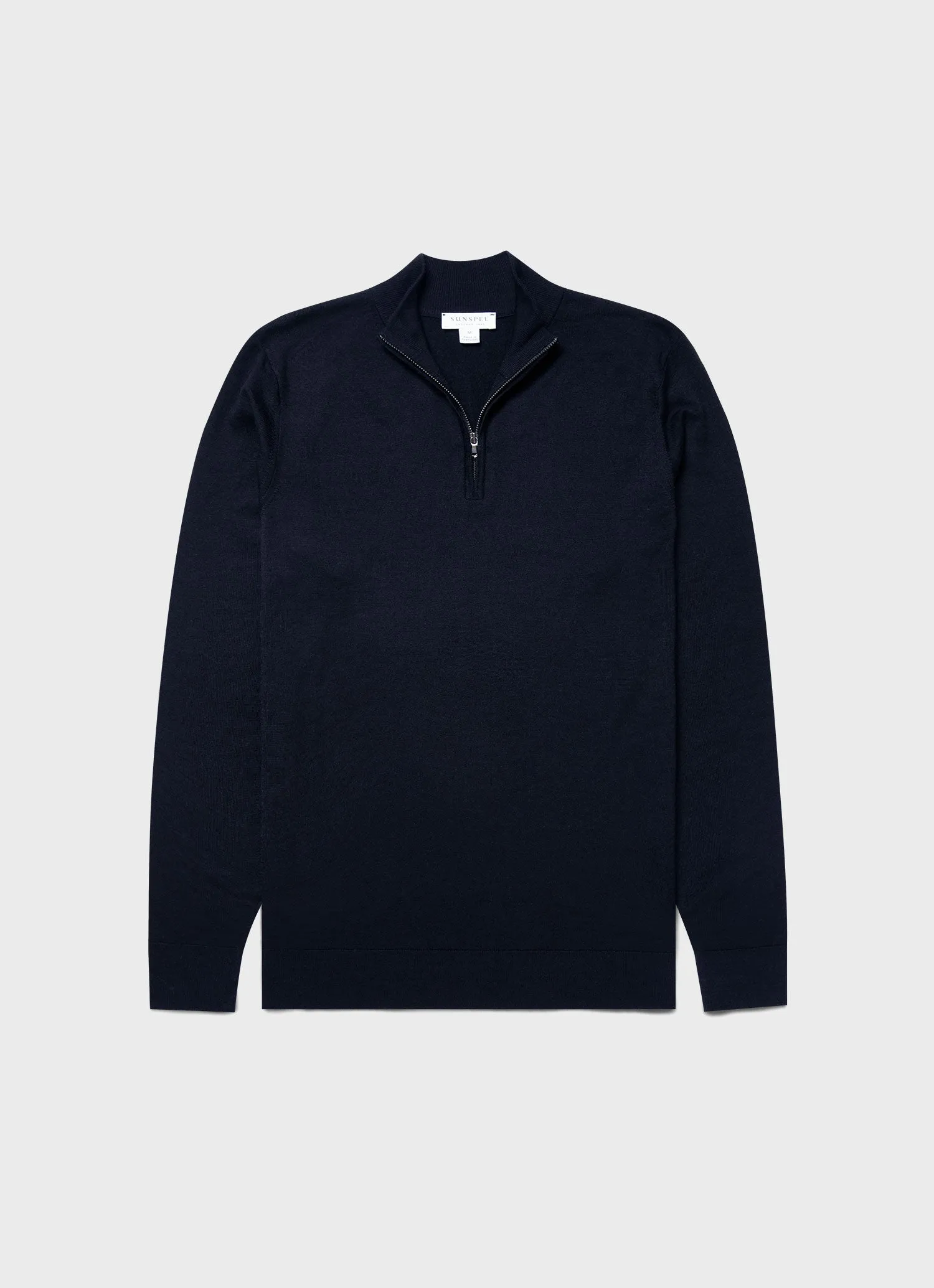 Men's Extra-Fine Merino Zip Neck in Light Navy sold by Sunspel