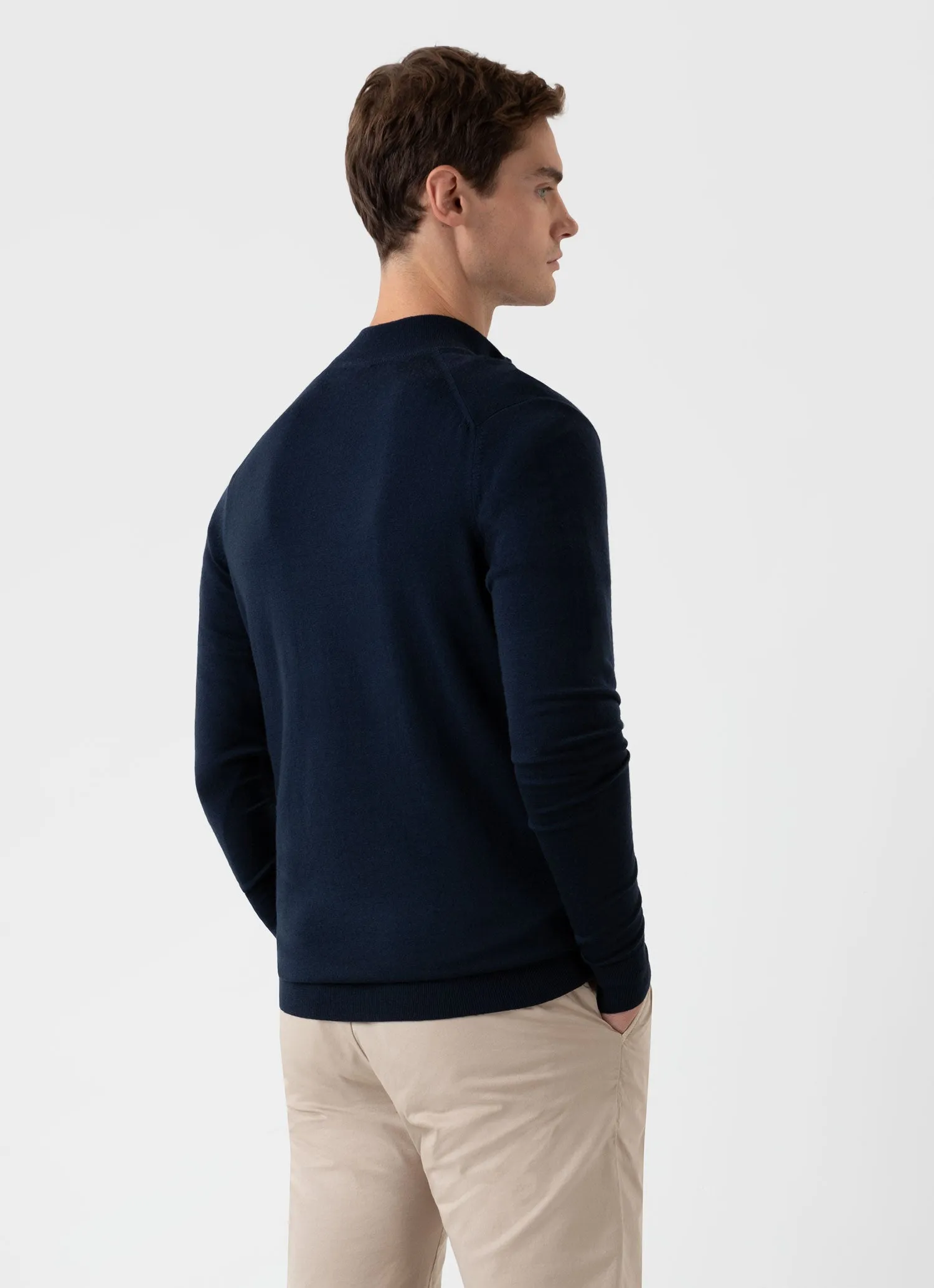 Men's Extra-Fine Merino Zip Neck in Light Navy sold by Sunspel product image thumbnail 5