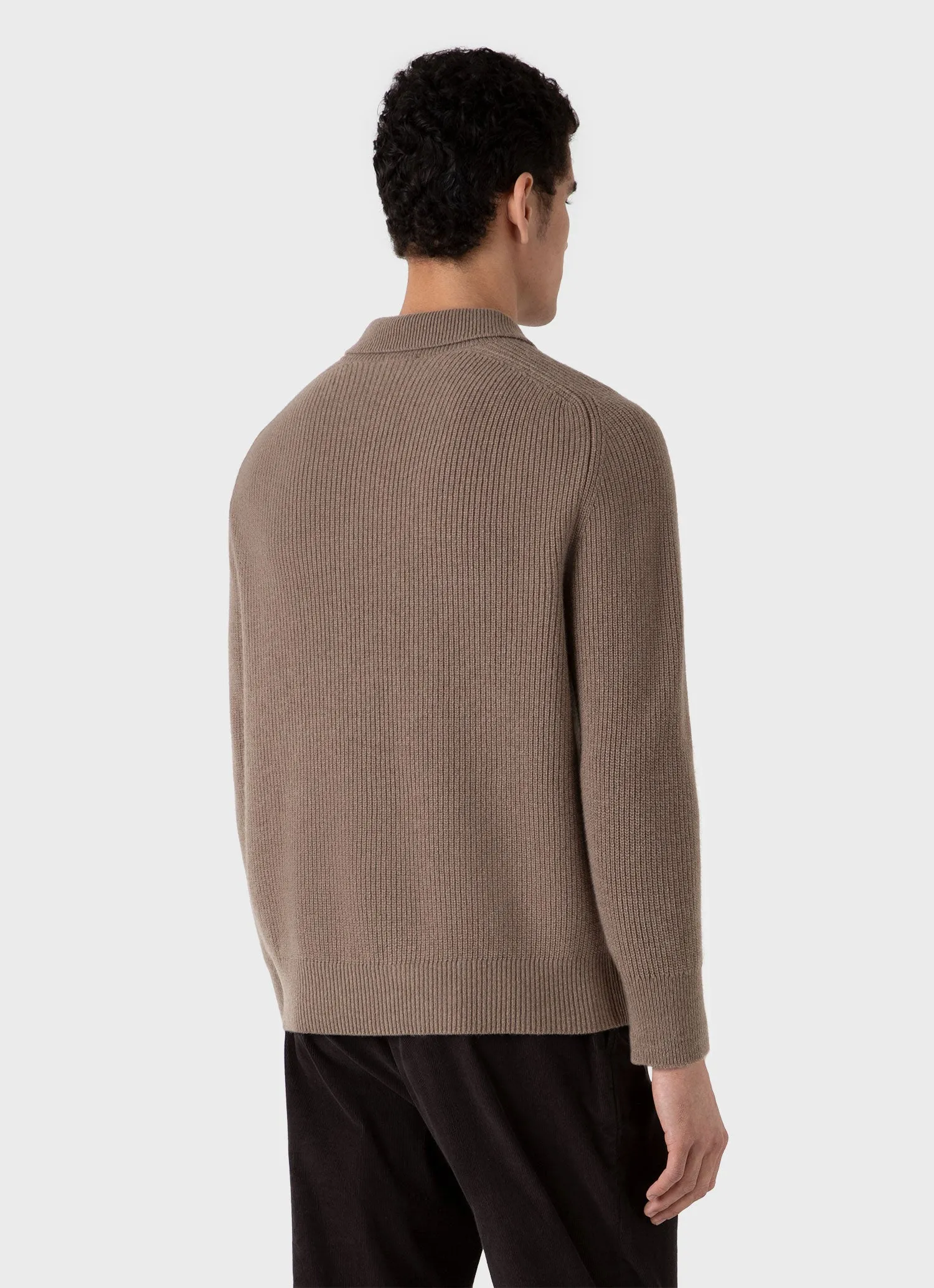 Men's Ribbed Polo Neck Jumper in Sandstone sold by Sunspel product image thumbnail 5