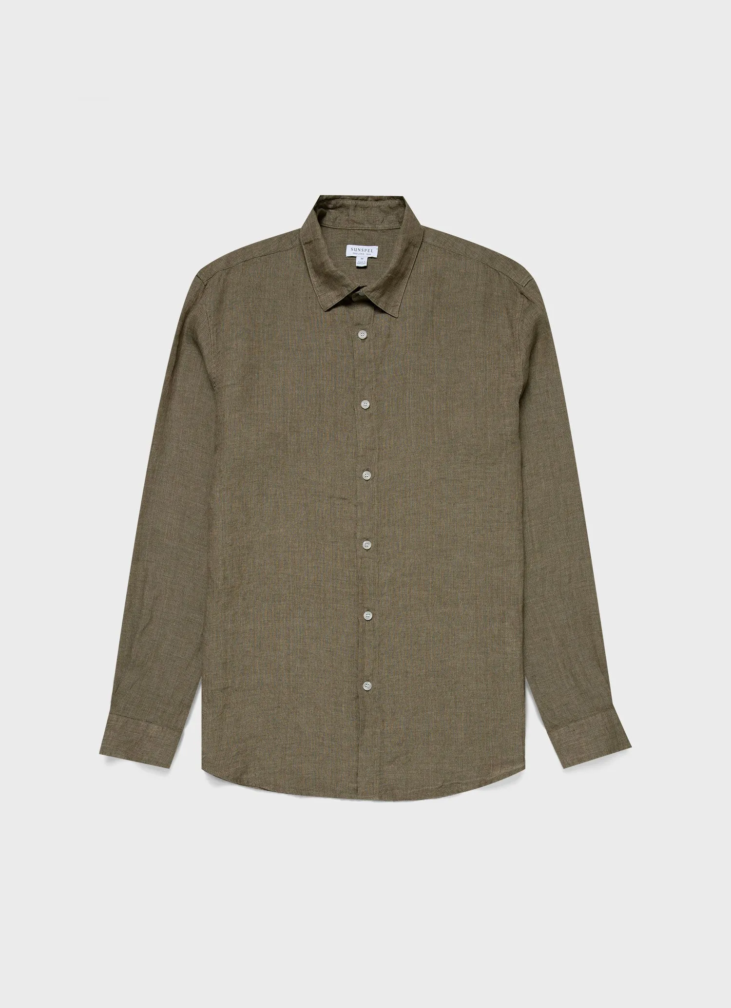 Men's Linen Shirt in Khaki sold by Sunspel