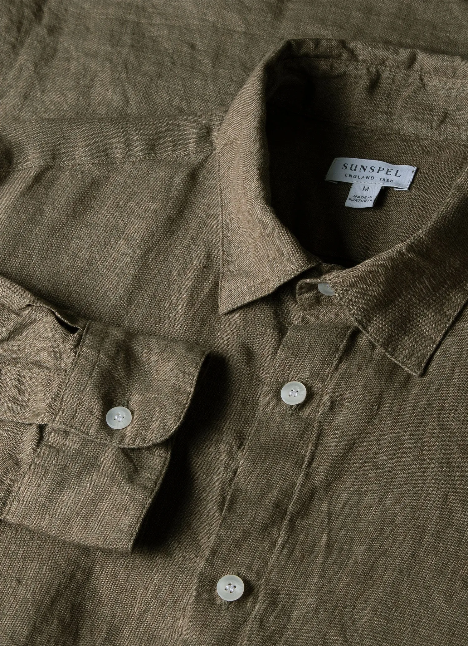 Men's Linen Shirt in Khaki sold by Sunspel product image thumbnail 2