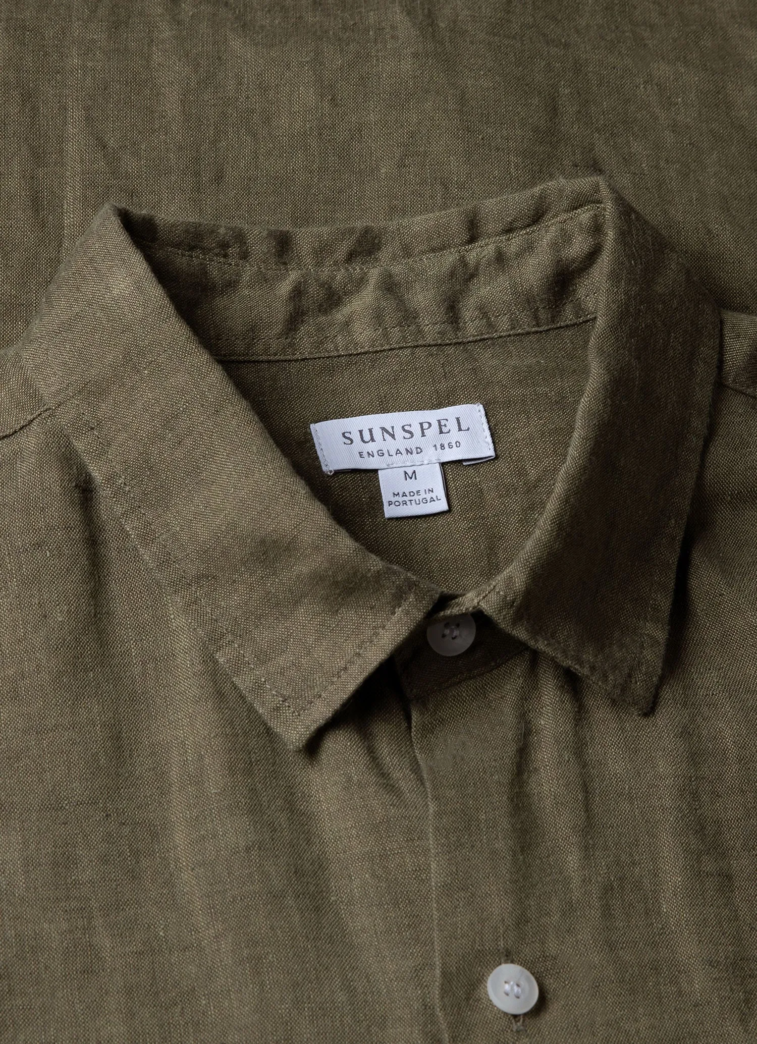 Men's Short Sleeve Linen Shirt in Khaki sold by Sunspel product image thumbnail 4