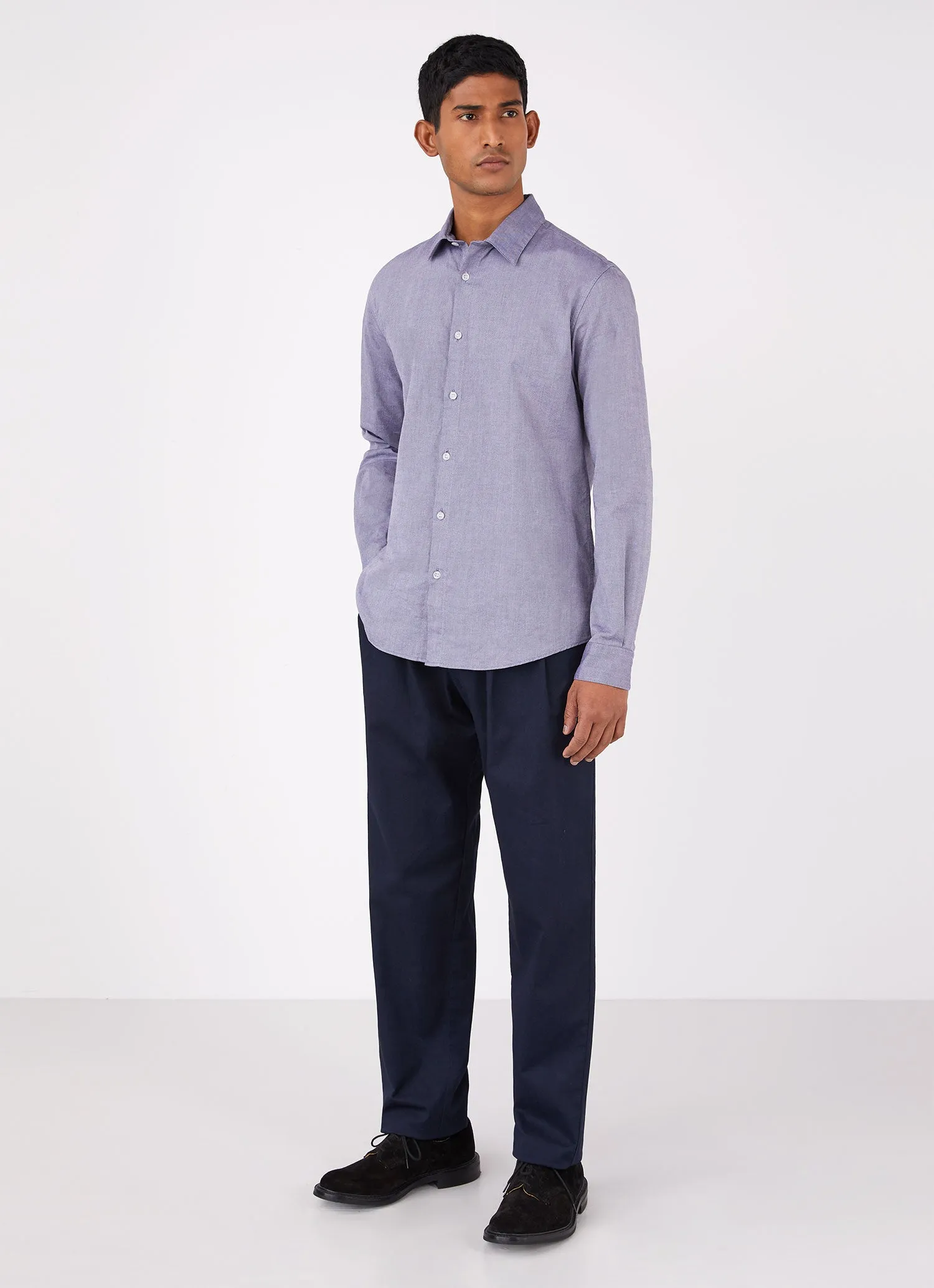 Men's Oxford Shirt in Dark Blue sold by Sunspel product image thumbnail 3