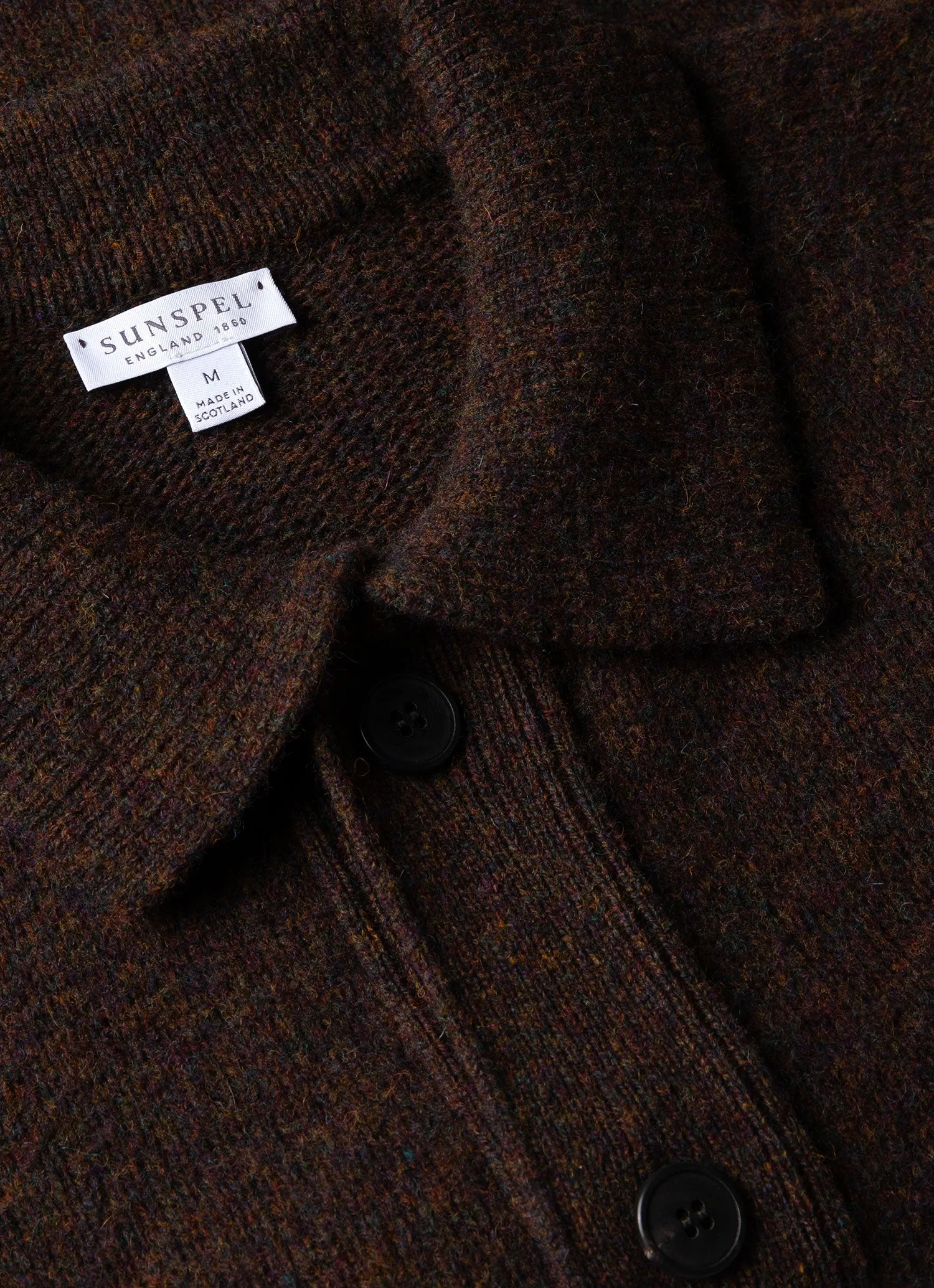 Men's Shetland Cardigan in Dark Green Melange sold by Sunspel product image thumbnail 4