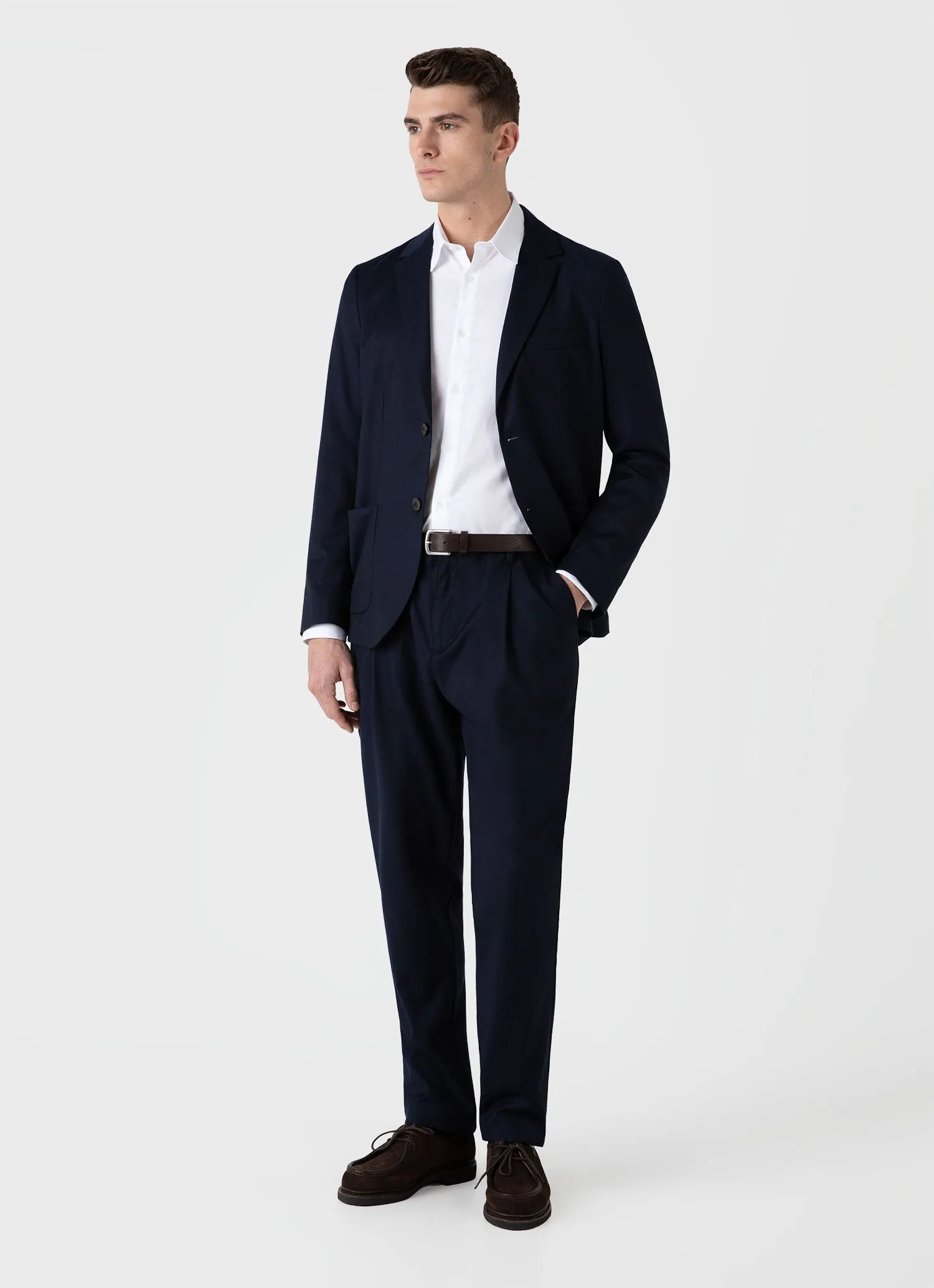 Men's Wool Flannel Two-Piece Suit in Navy sold by Sunspel product image thumbnail 2