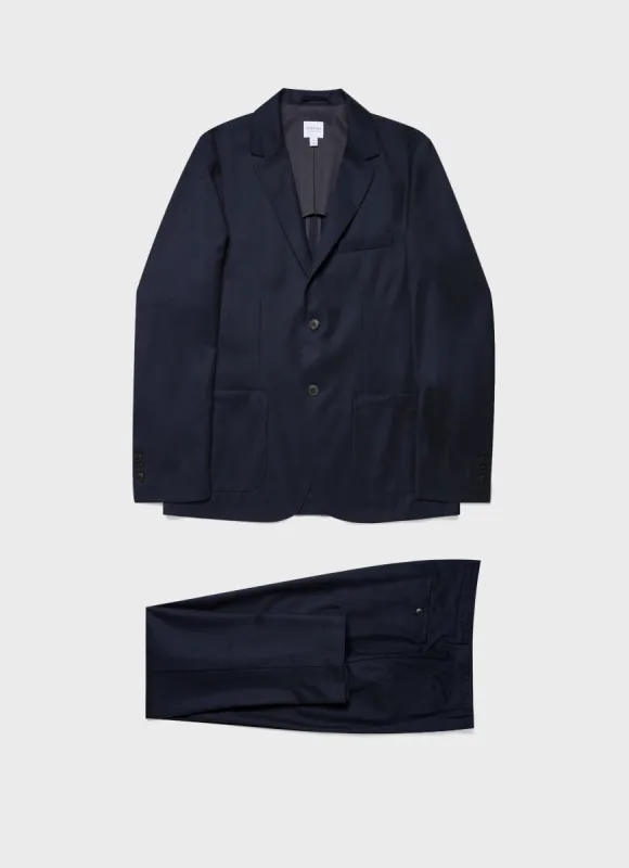 Men's Wool Flannel Two-Piece Suit in Navy sold by Sunspel