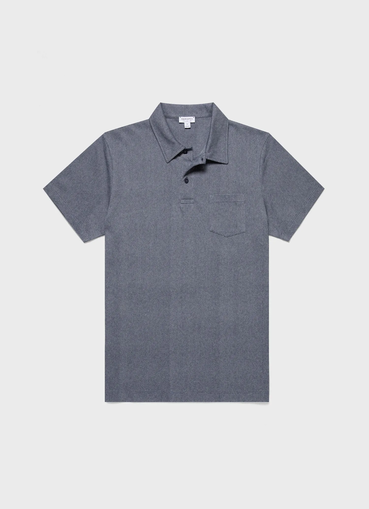 Men's Riviera Polo Shirt in Navy Twist sold by Sunspel