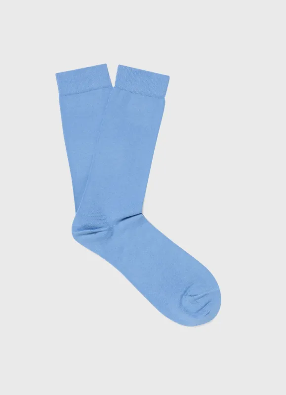 Men's Cotton Socks in Cool Blue sold by Sunspel