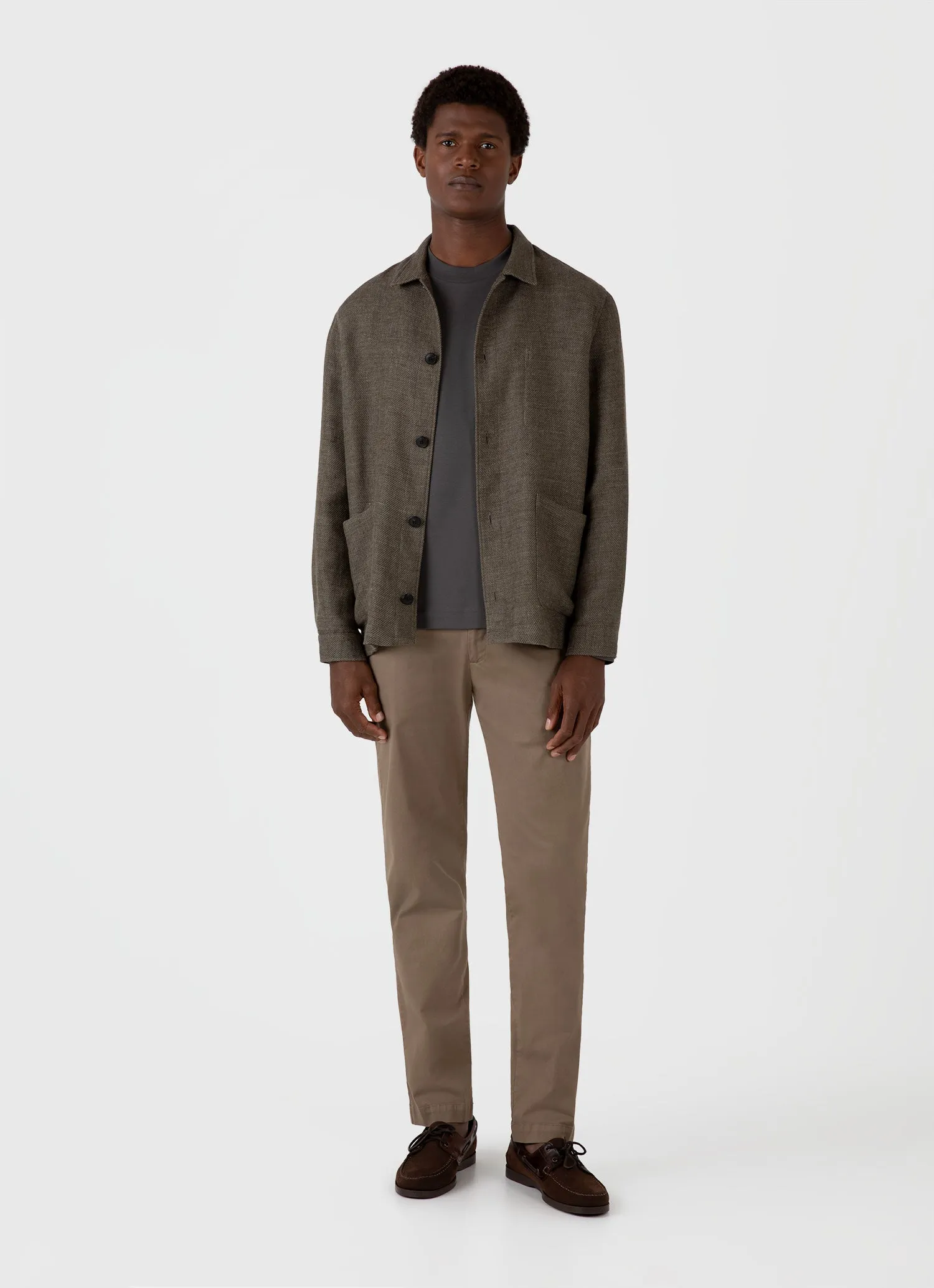 Men's Long Sleeve Heavyweight T-shirt in Charcoal sold by Sunspel product image thumbnail 3