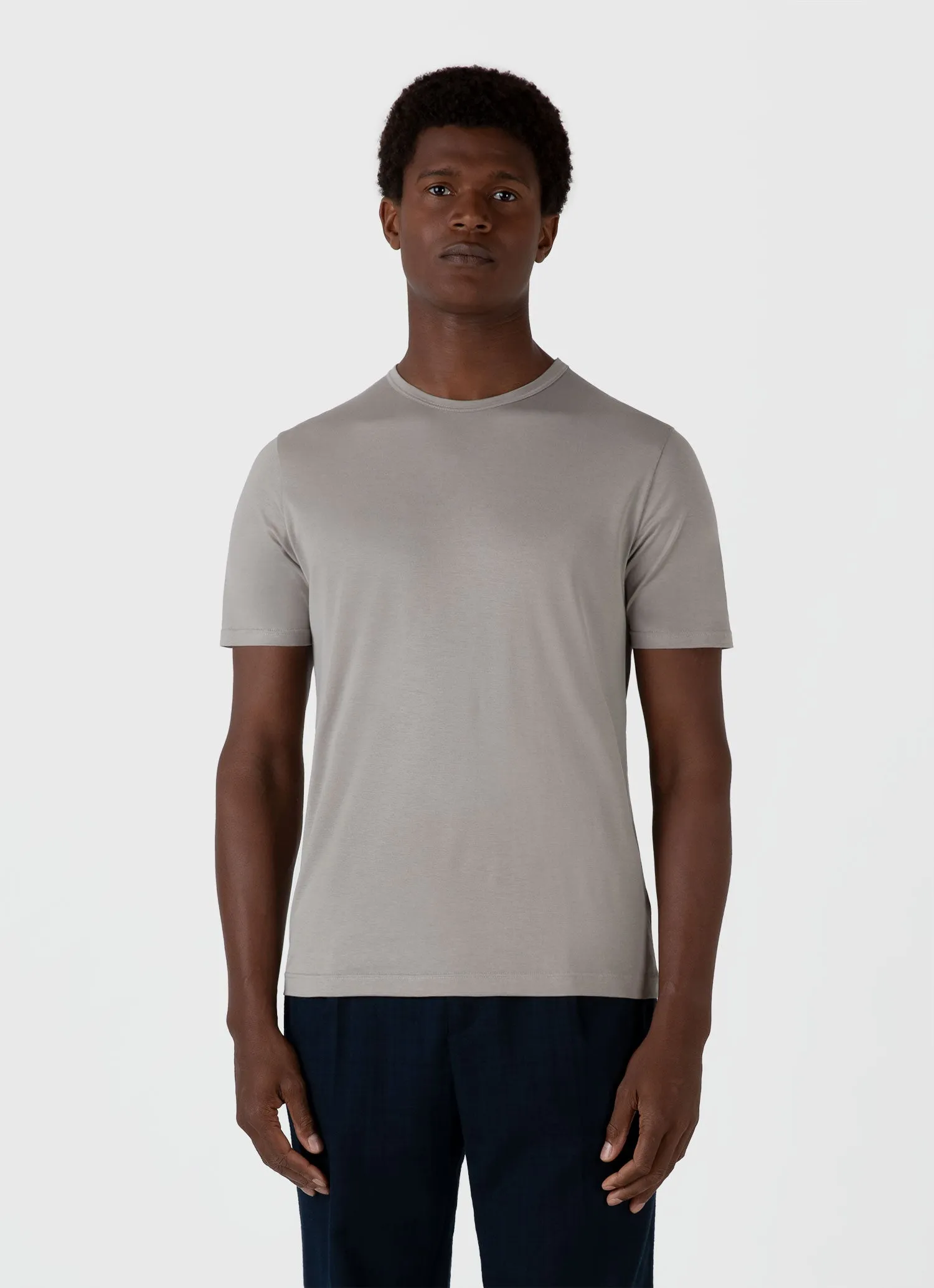 Men's Classic T-shirt in Pewter sold by Sunspel product image thumbnail 2