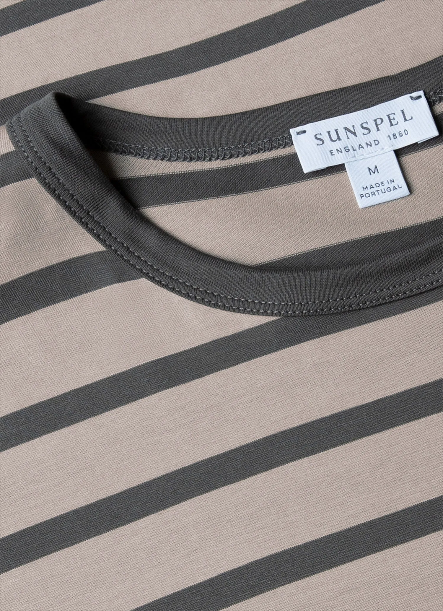 Men's Classic T-shirt in Ash Grey/Charcoal Breton Stripe sold by Sunspel product image thumbnail 4