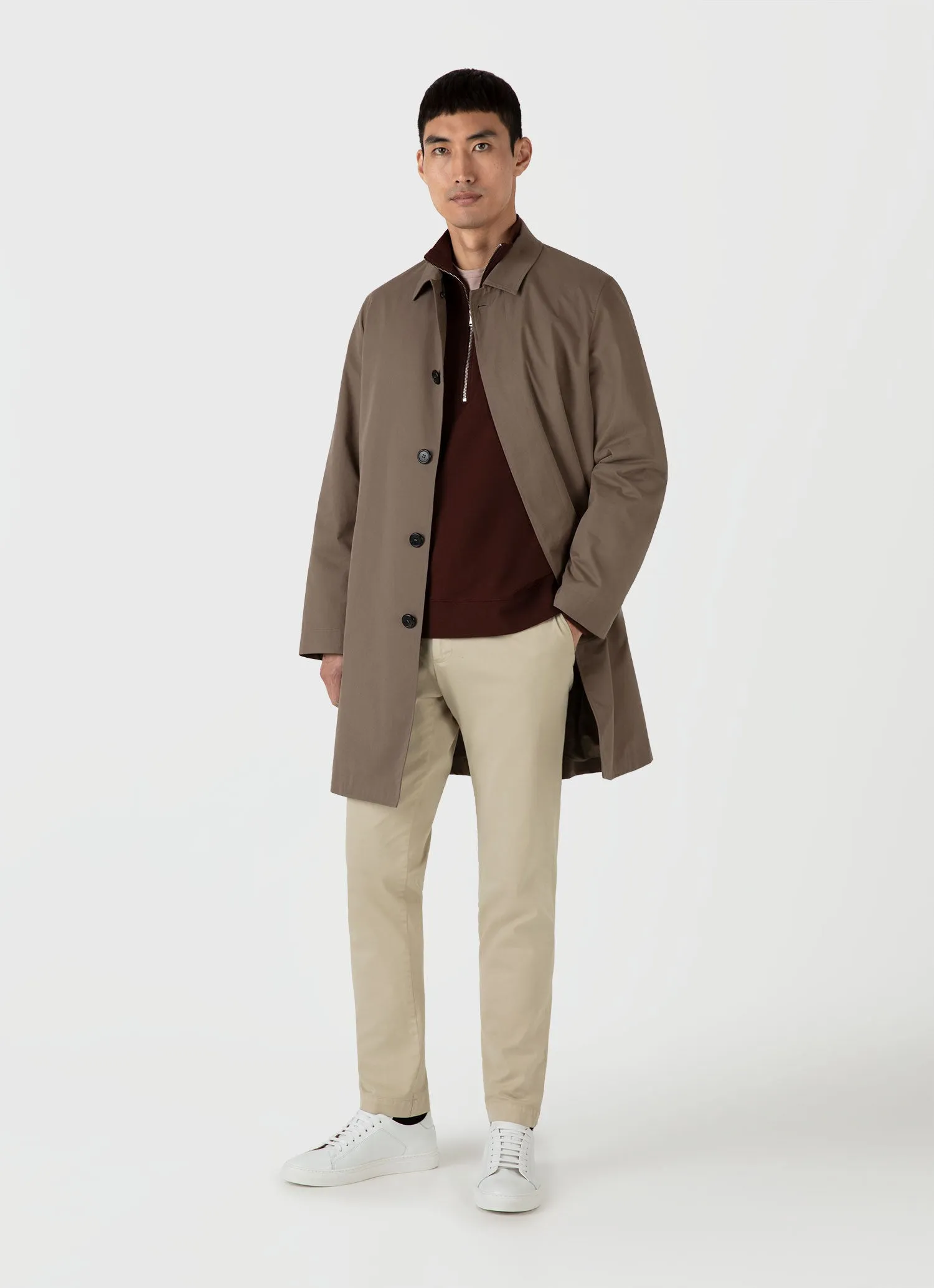 Men's Half Zip Loopback Sweatshirt in Raisin sold by Sunspel product image thumbnail 3