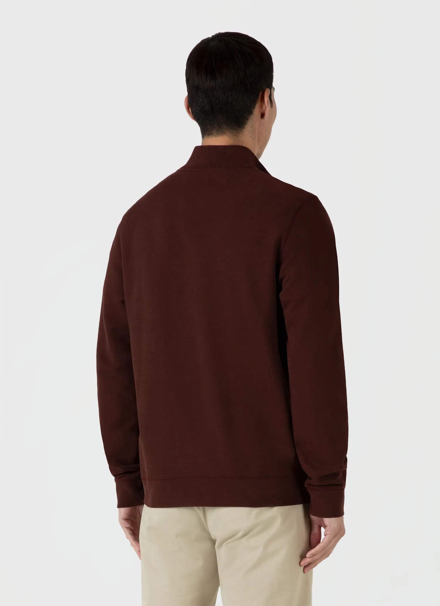 Men's Half Zip Loopback Sweatshirt in Raisin sold by Sunspel product image thumbnail 5