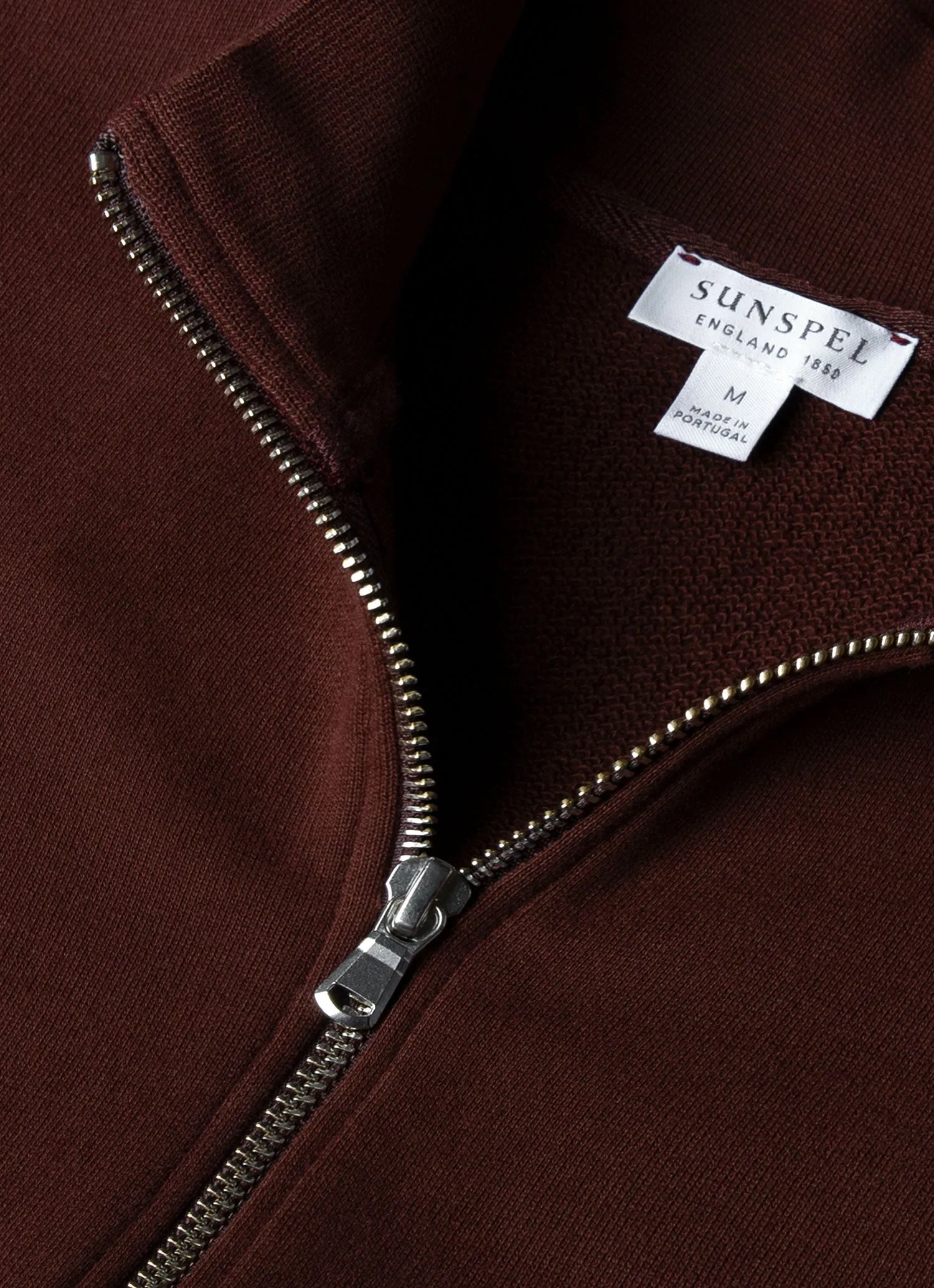 Men's Half Zip Loopback Sweatshirt in Raisin sold by Sunspel product image thumbnail 4