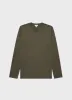 Men's Long Sleeve Riviera Midweight T-shirt in Khaki sold by Sunspel